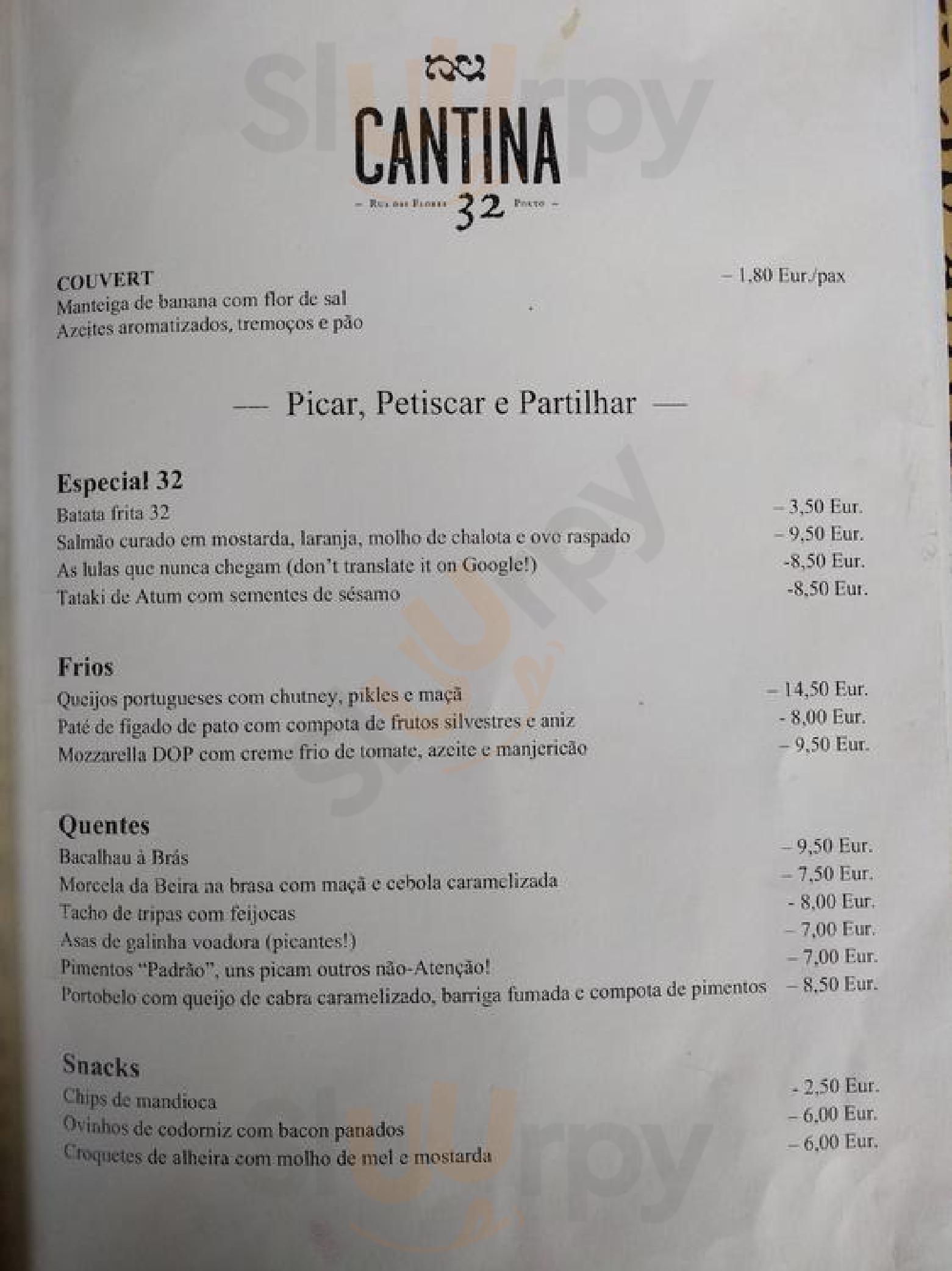 Cantina 32 Porto Menu - 1