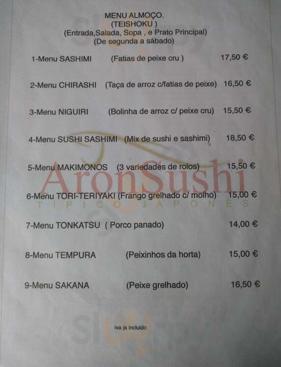 Aron Sushi Lisboa Menu - 1