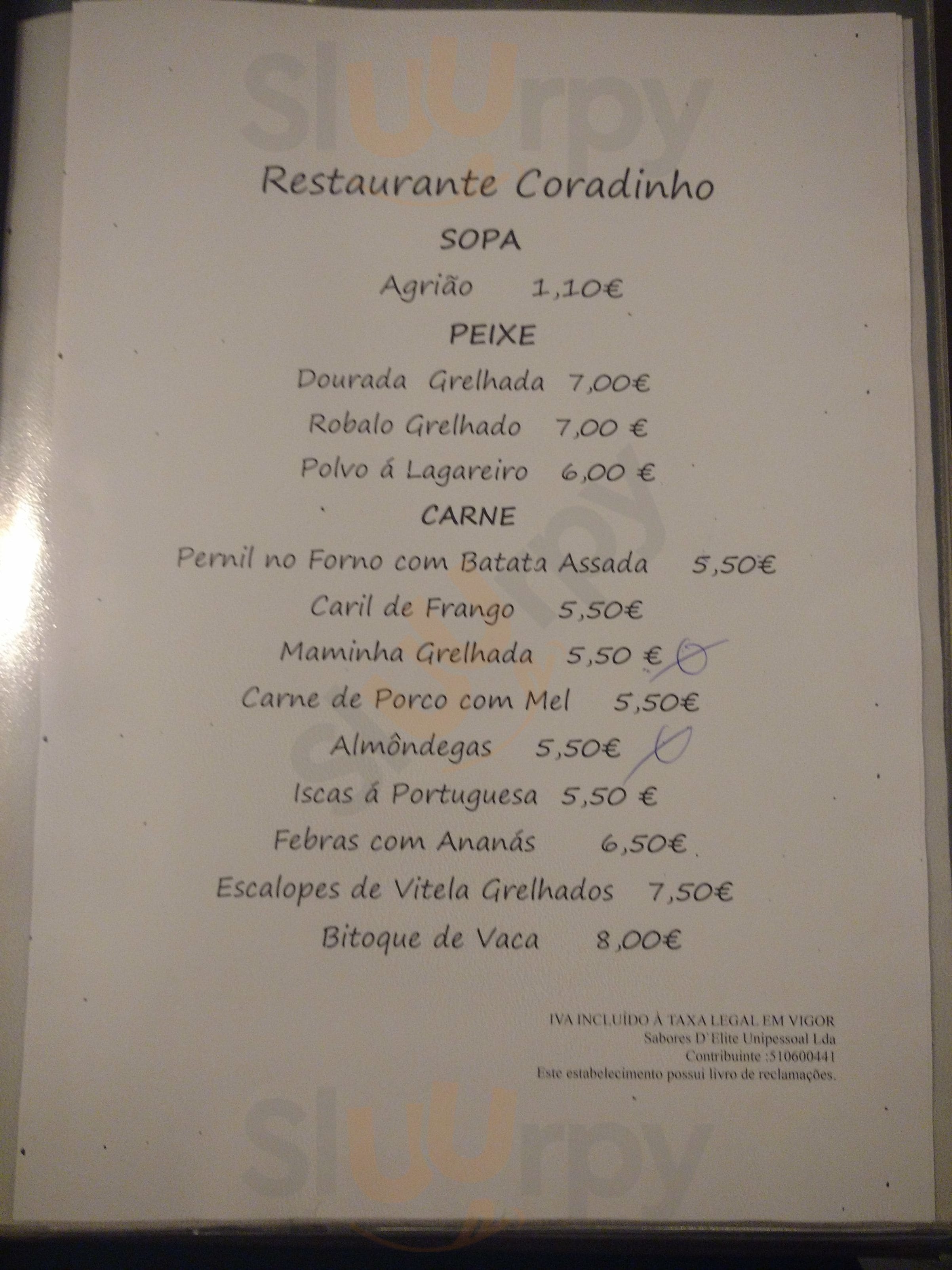 Restaurante Coradinho Lisboa Menu - 1