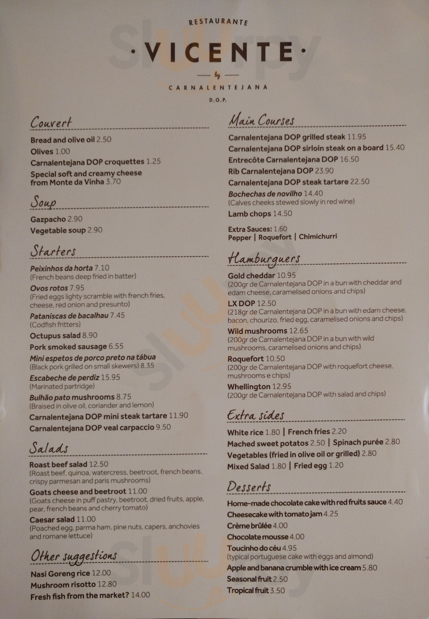 Restaurante Vicente By Carnalentejana Lisboa Menu - 1