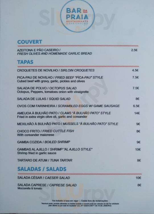 Bar Da Praia Cascais Menu - 1