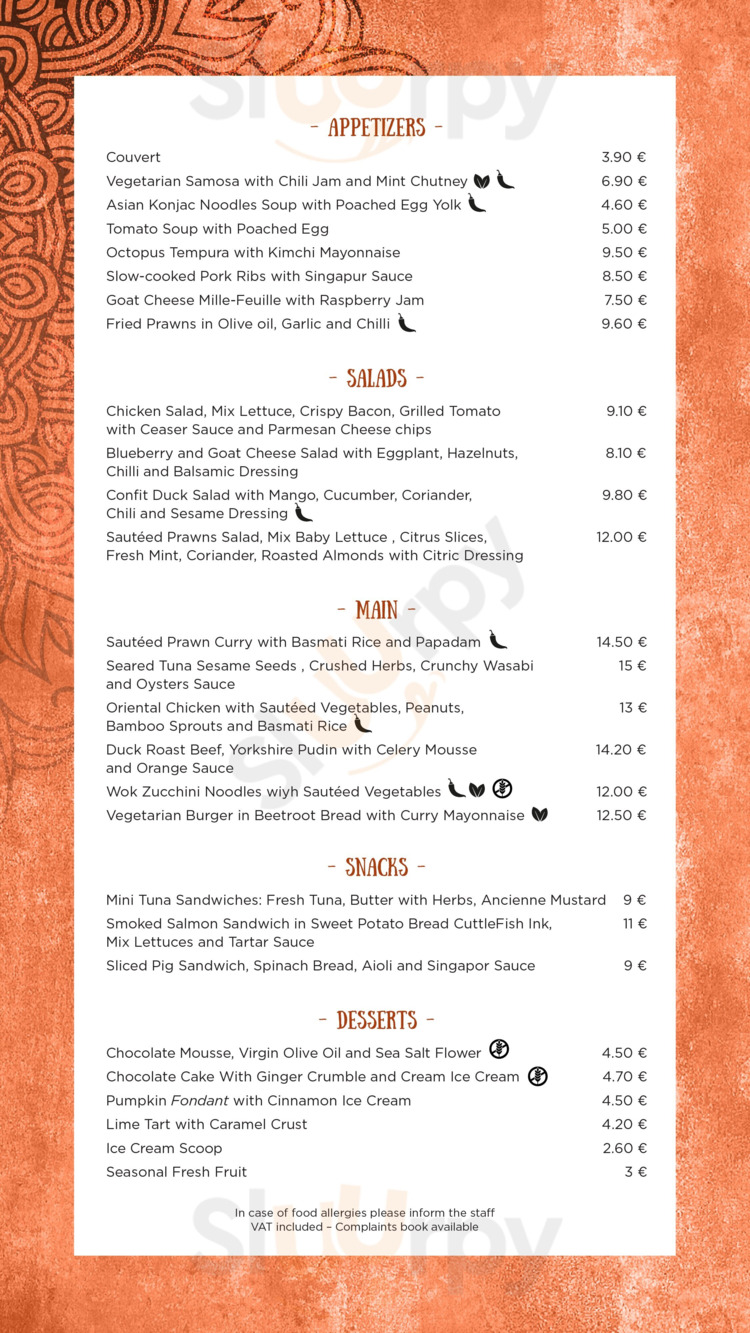 Lost In Restaurante & Bar menu