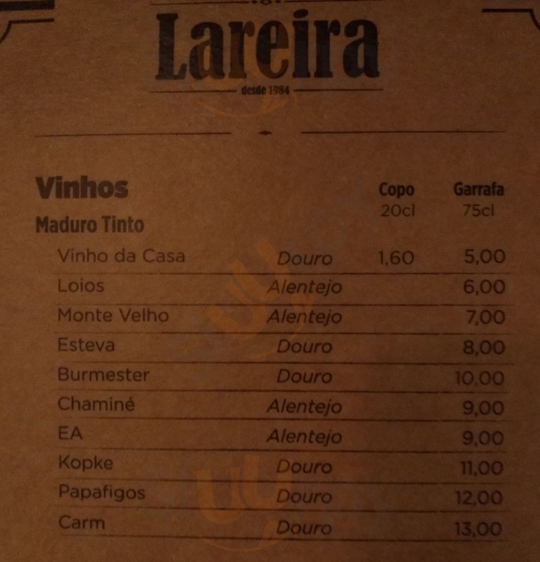 Lareira Serralves Porto Menu - 1