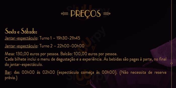 Beco Cabaret Gourmet Lisboa Menu - 1
