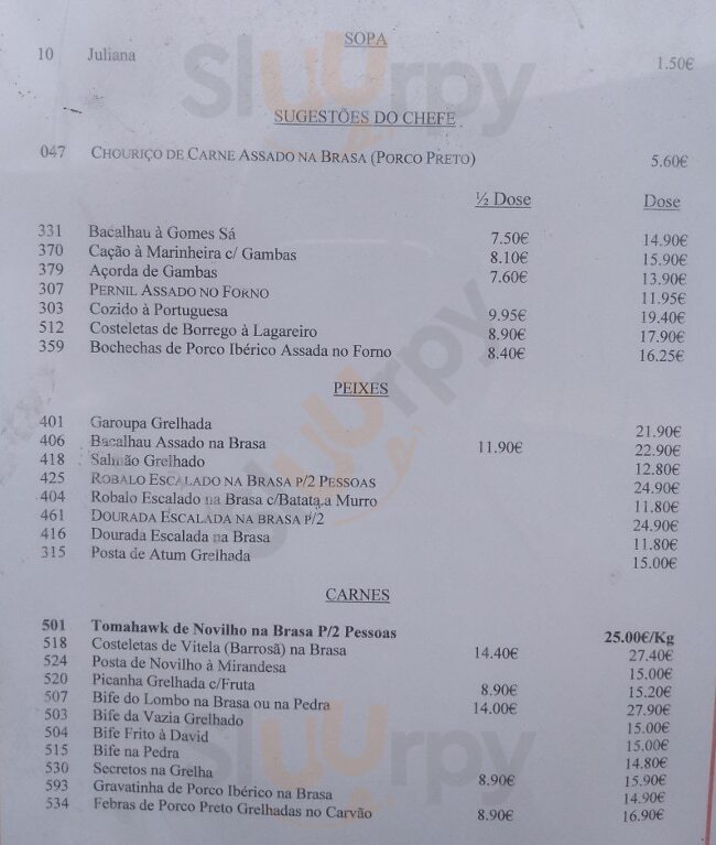Restaurante David Da Buraca Lisboa Menu - 1