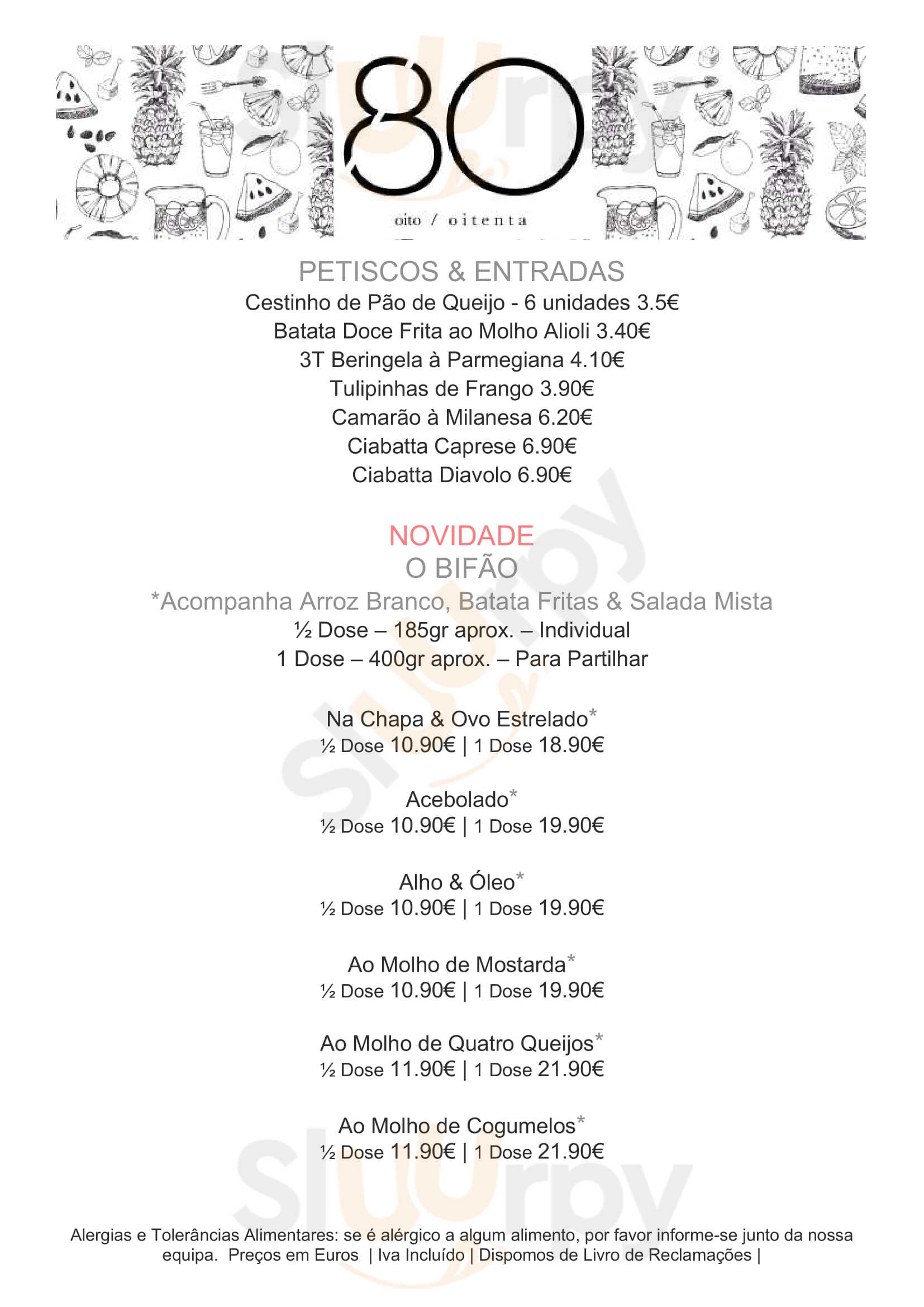 8oitenta Porto Menu - 1