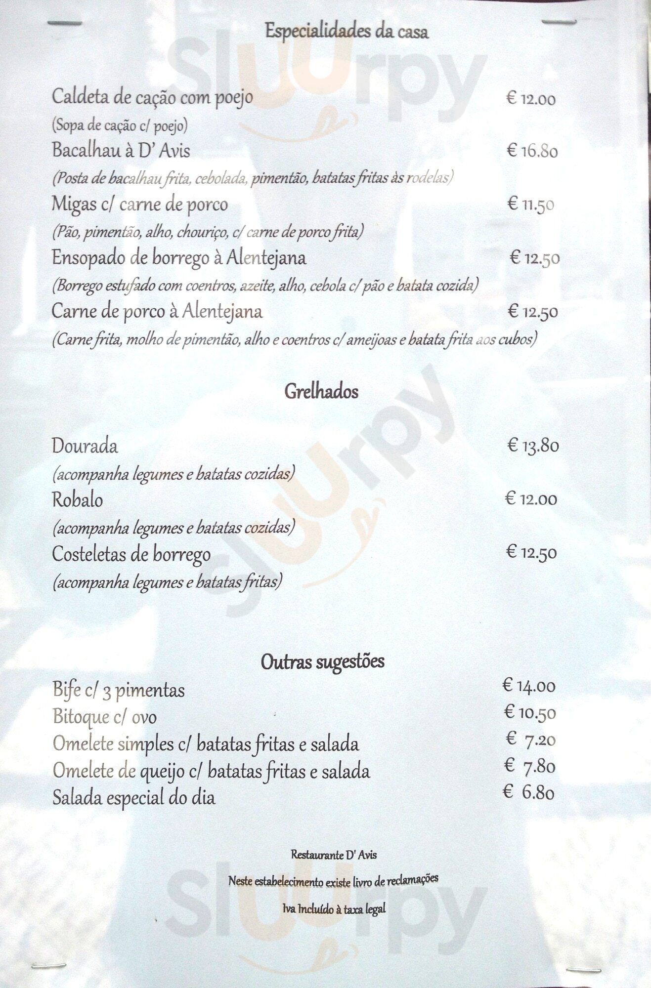 Restaurante D'avis Lisboa Menu - 1