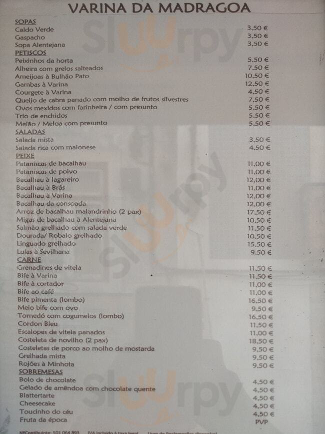 Varina Da Madragoa Lisboa Menu - 1