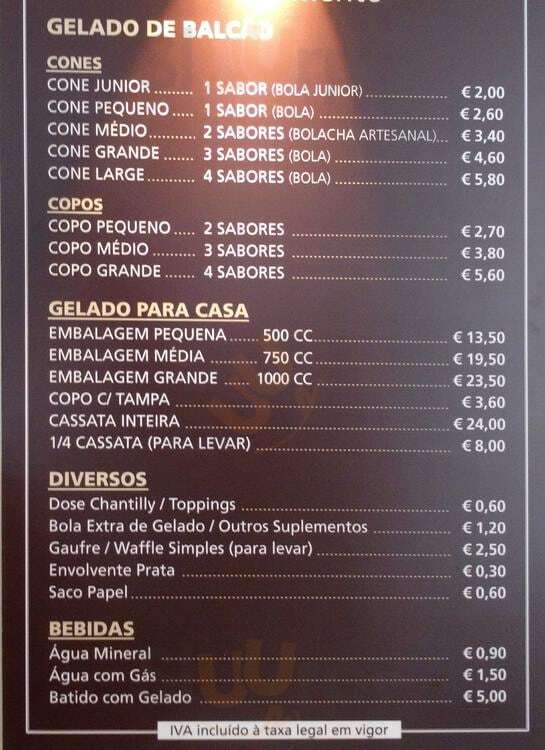 Casa Do Gelado Lisboa Menu - 1