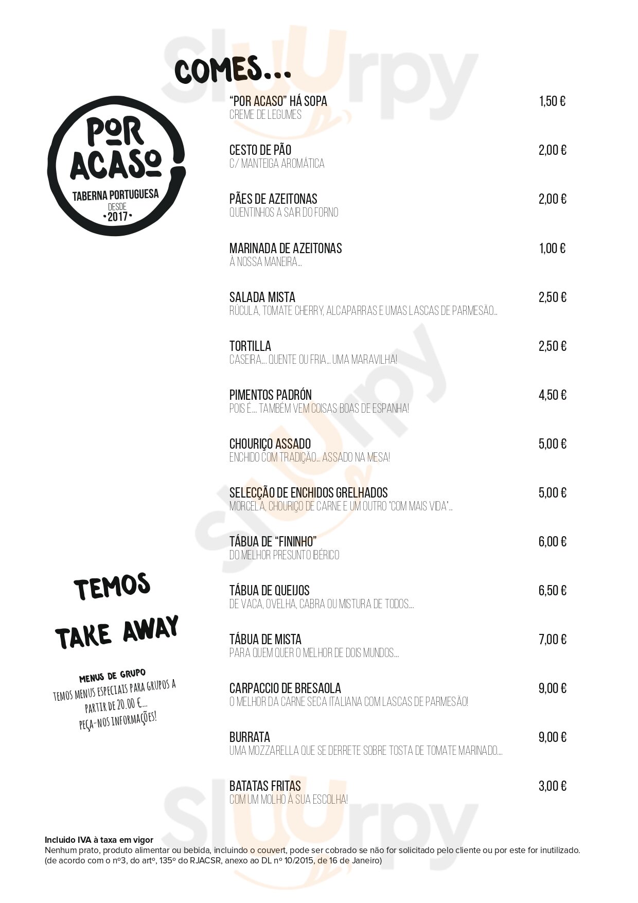 Por Acaso Porto Menu - 1