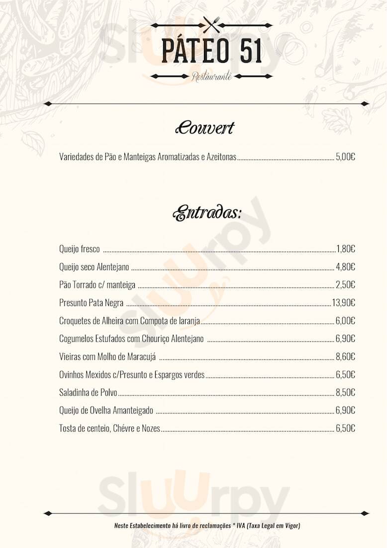 Pateo 51 Lisboa Menu - 1