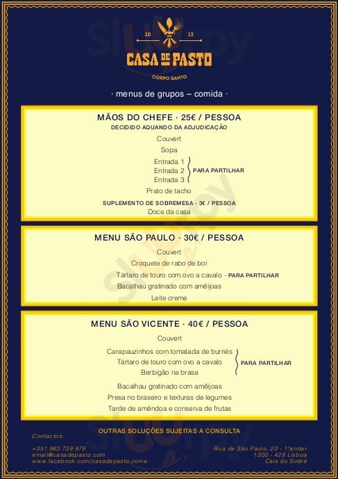 Casa De Pasto Lisboa Menu - 1