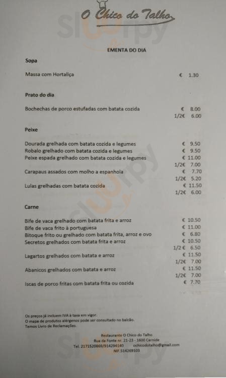 Restaurante O Chico Do Talho Lisboa Menu - 1