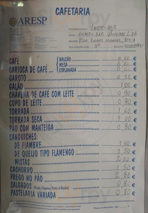 Snack-bar Oliveiras Lisboa Menu - 1