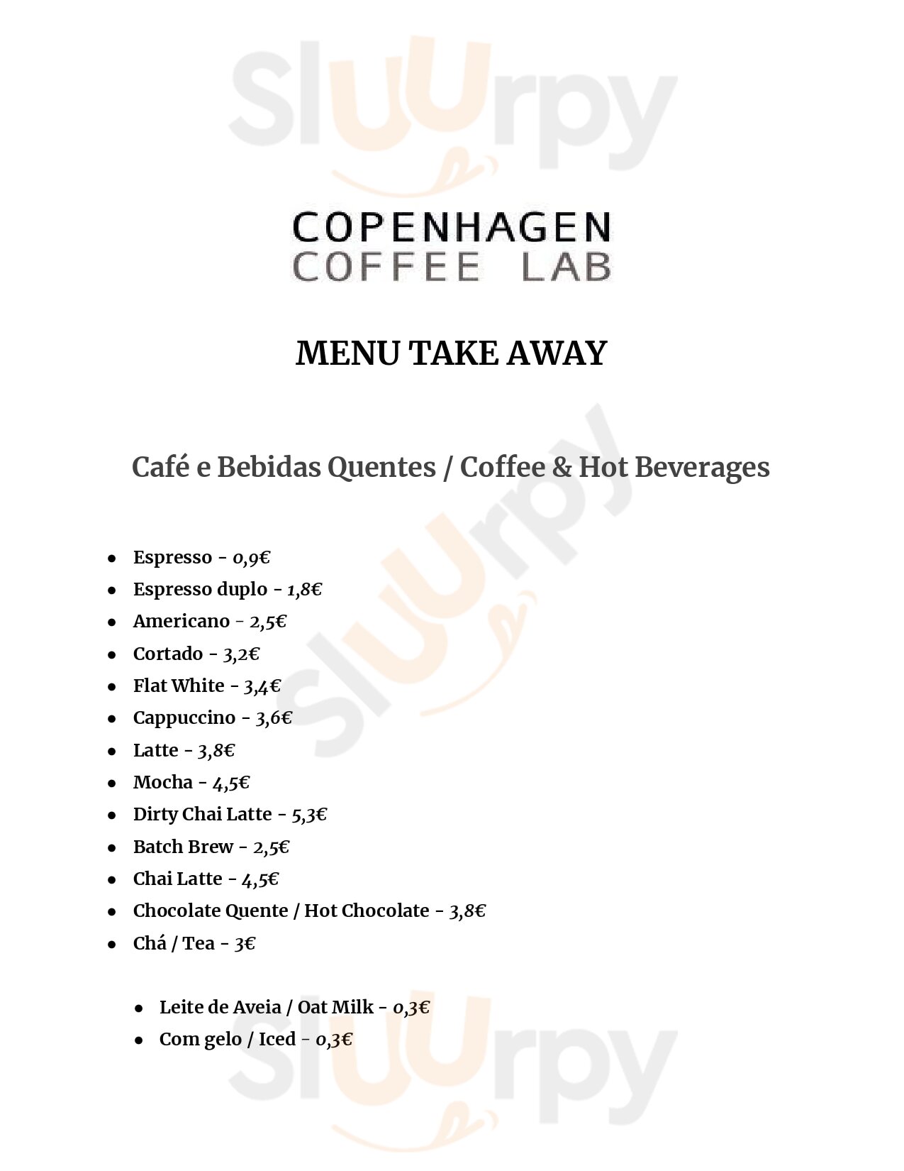 Copenhagen Coffee Lab & Bakery - Santa Clara Lisboa Menu - 1