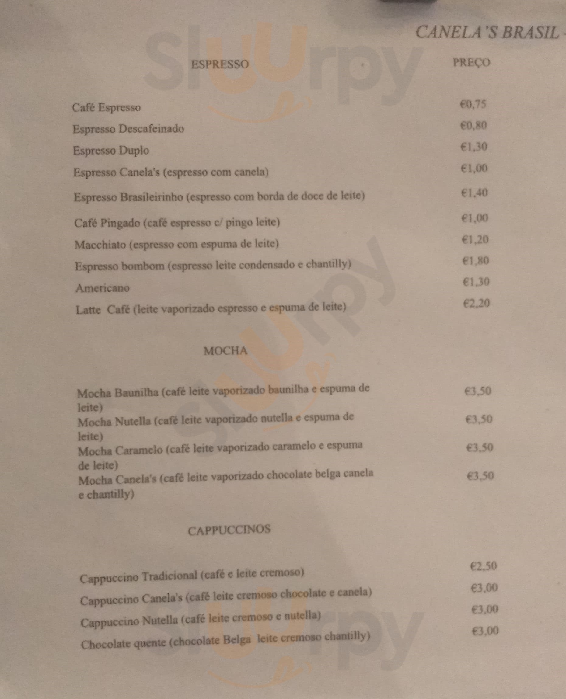 Canela's Brasil Lisboa Menu - 1