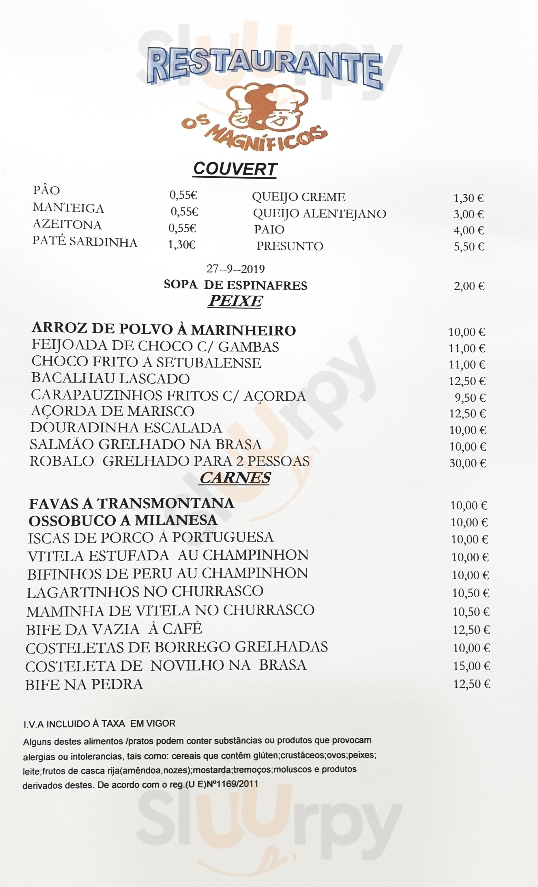 Restaurante Cervejaria Os Magnificos Alverca do Ribatejo Menu - 1