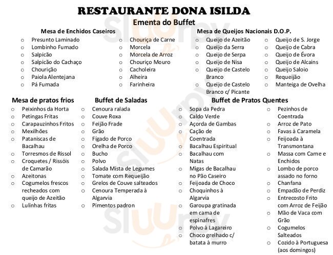 Restaurante Dona Isilda Palmela Menu - 1