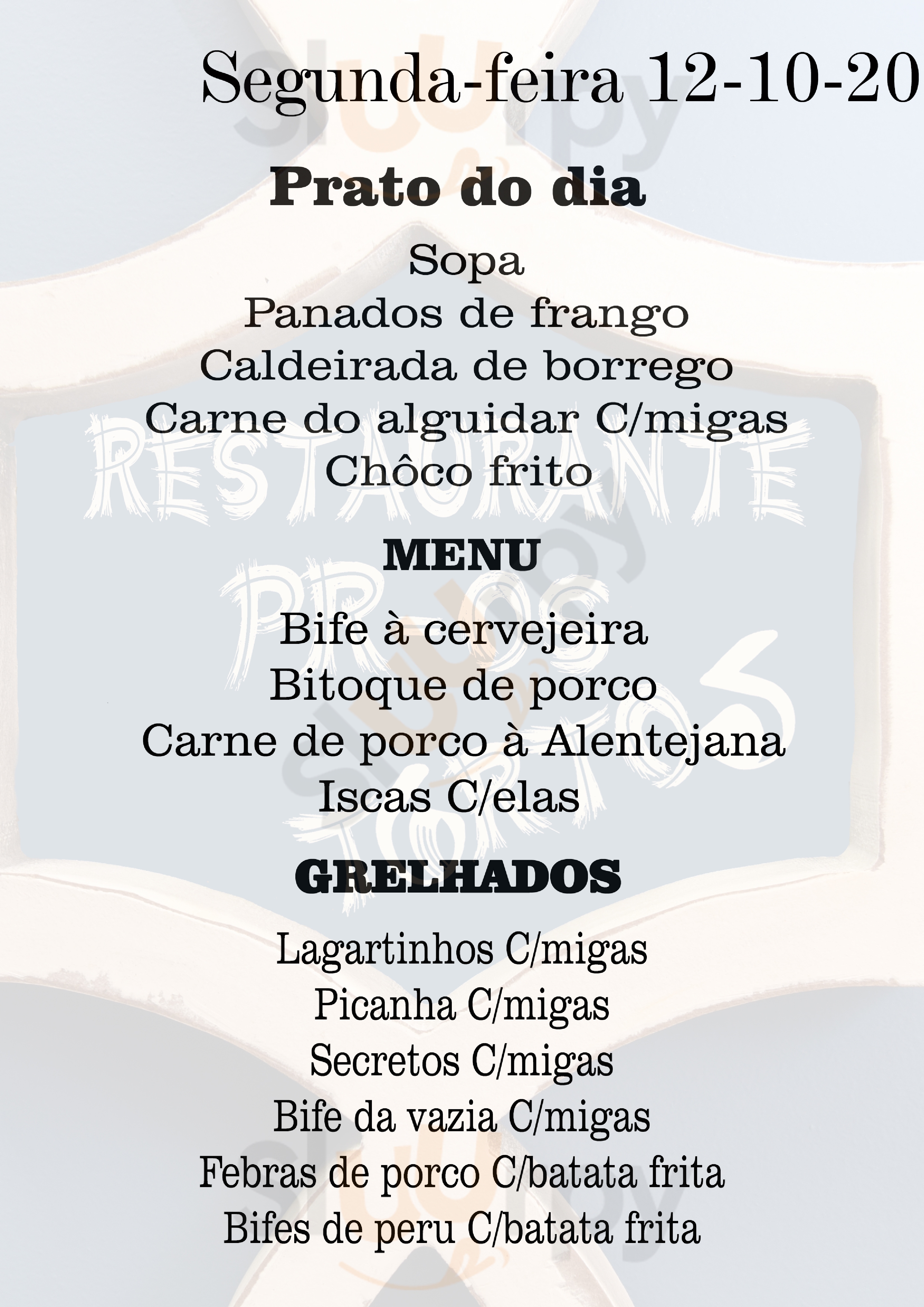 Restaurante Take Away Pr-os Tortos Vendas Novas Menu - 1