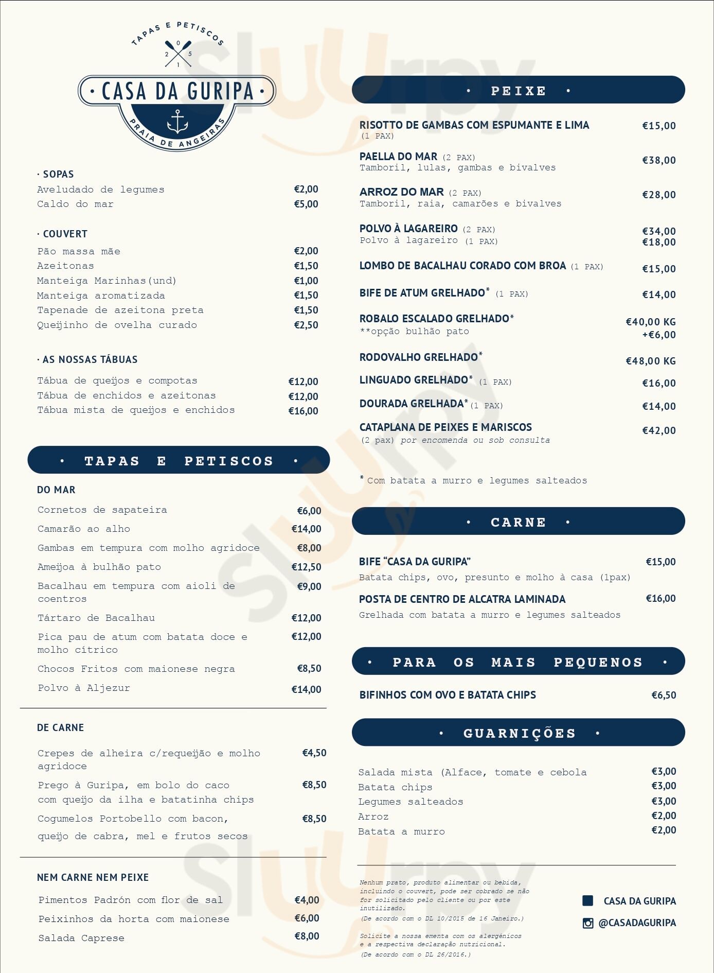 Casa Da Guripa Lavra Menu - 1