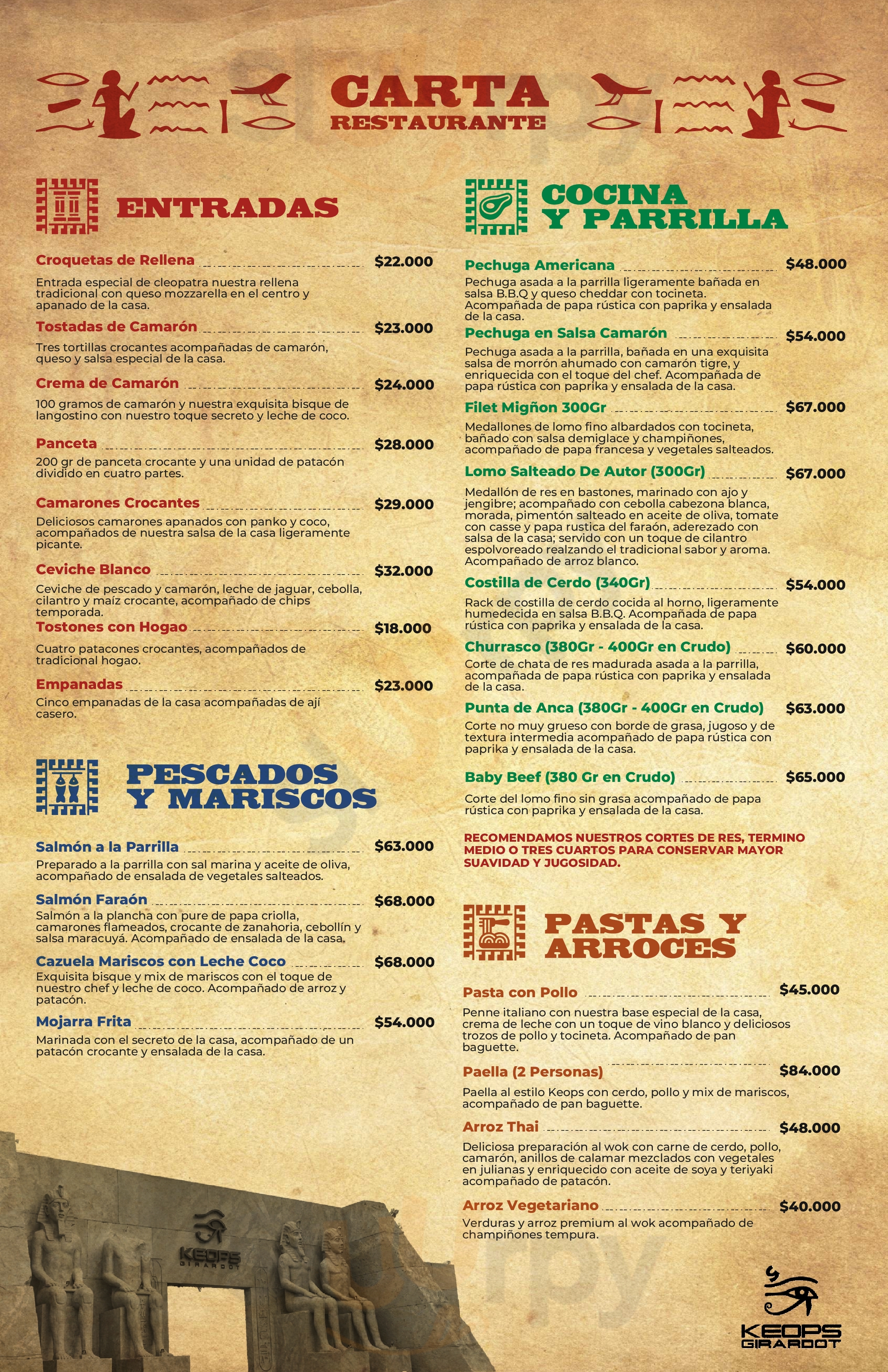 Keops Restaurante Discoteca Girardot Menu - 1