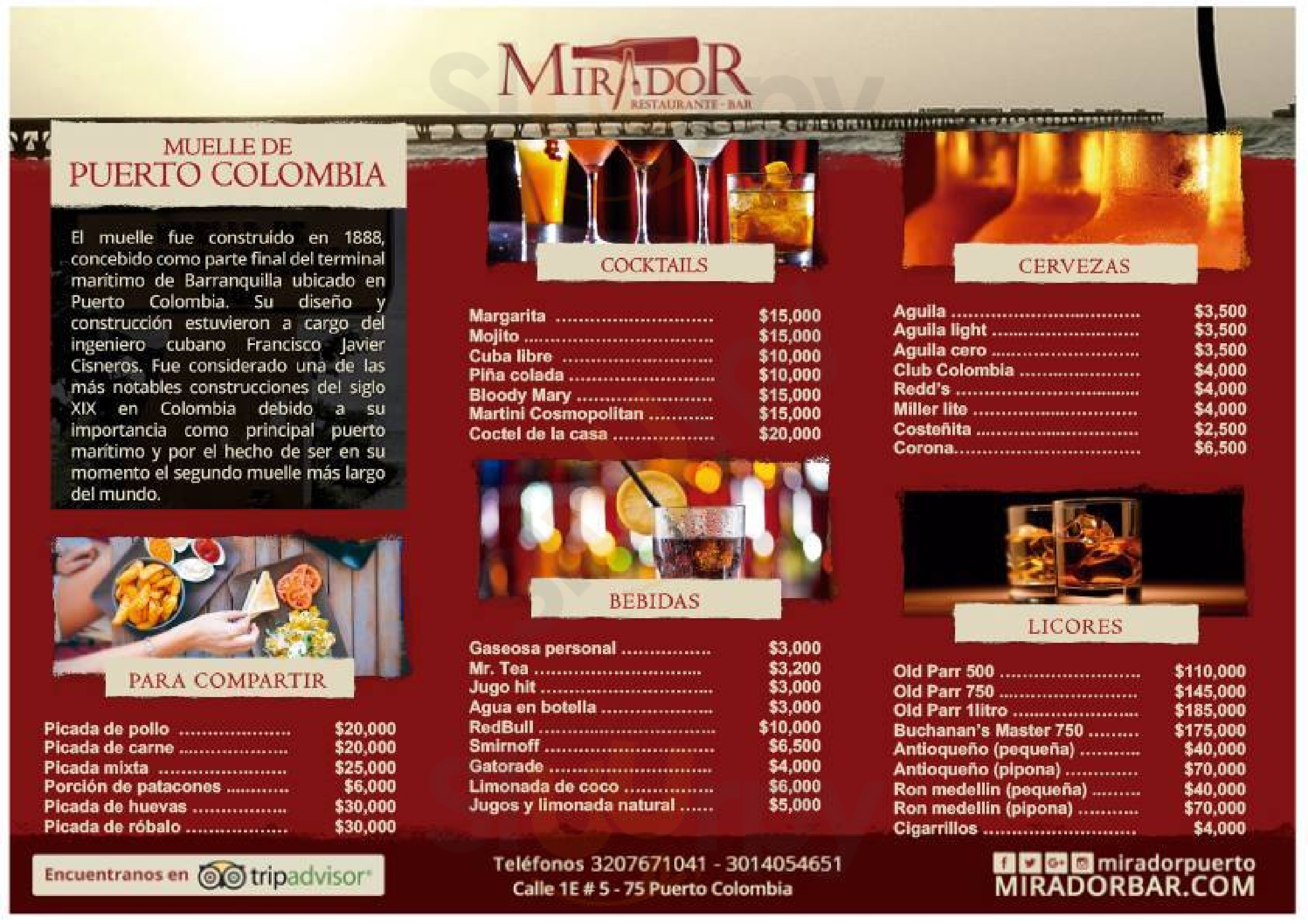 Mirador Restaurante Bar Puerto Colombia Menu - 1