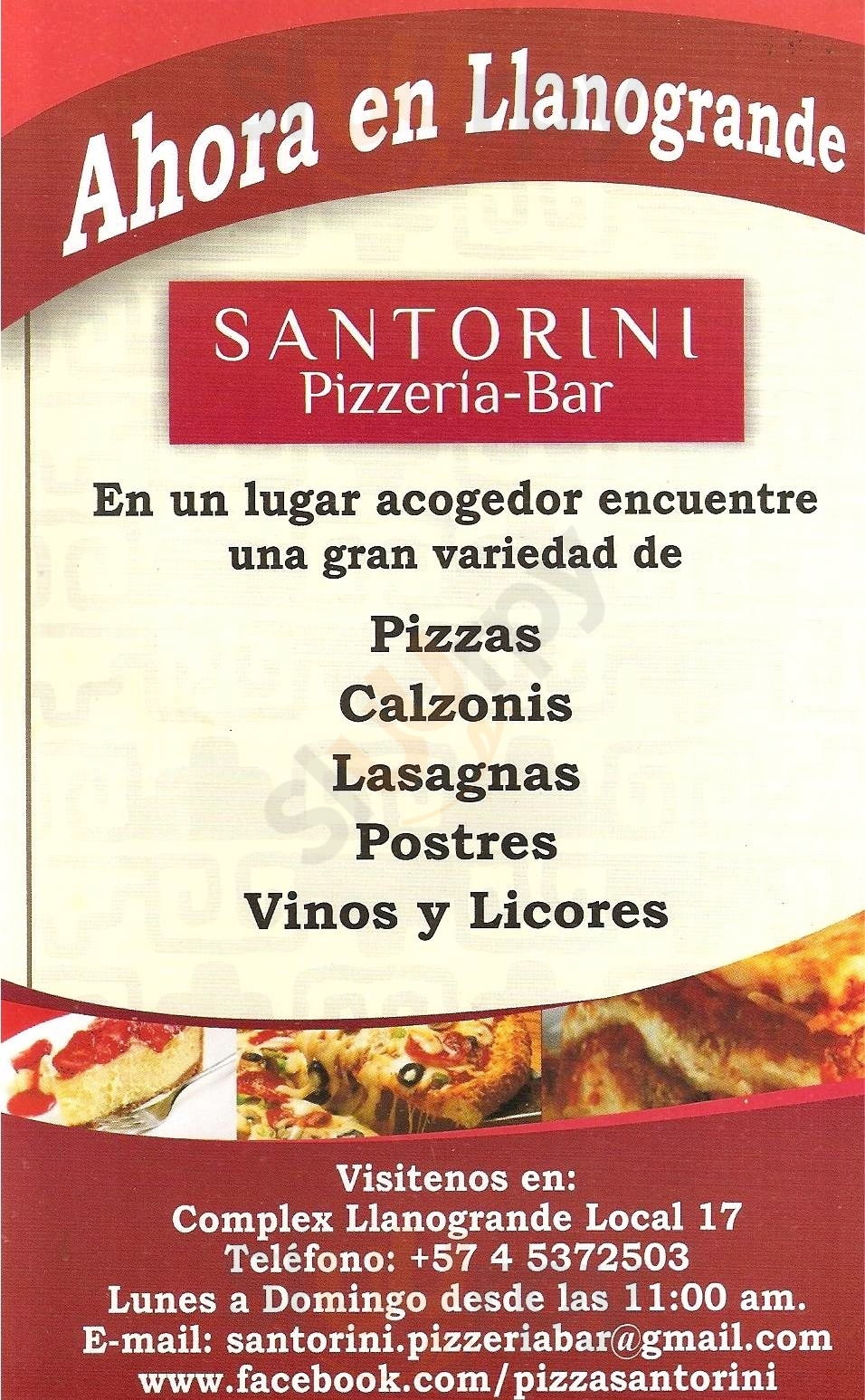 Santorini - Pizzeria Bar Llanogrande Rionegro Menu - 1