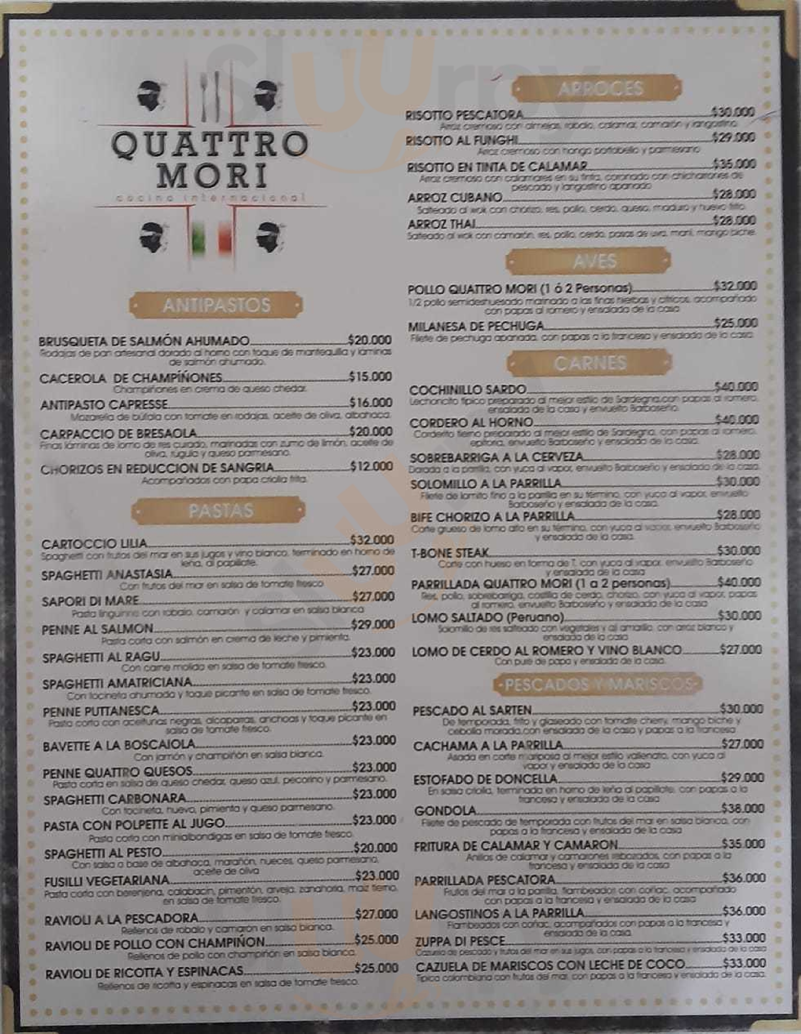 Restaurante Quattro Mori Cocina Internacional Barbosa Menu - 1