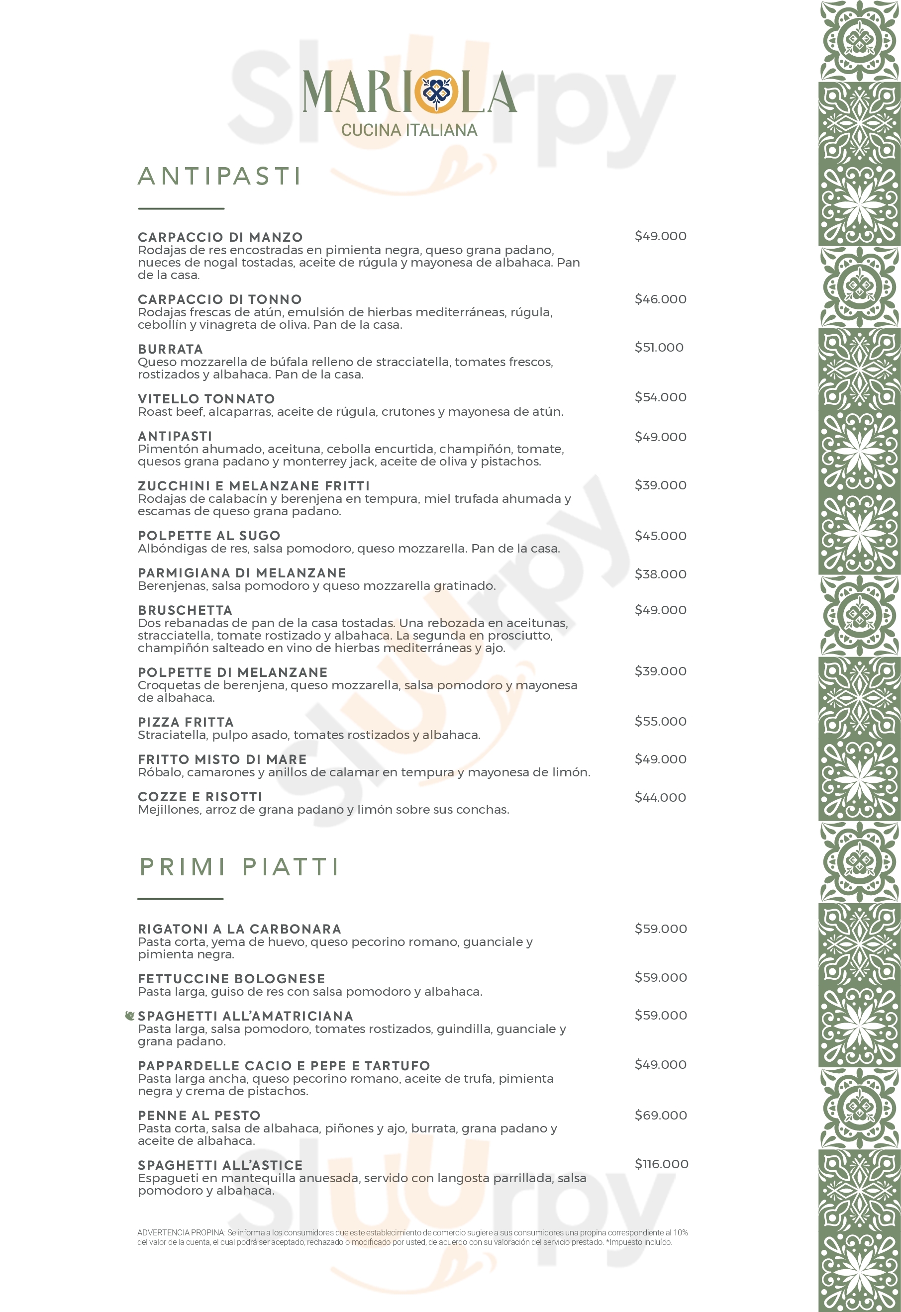 Zona 6 Cartagena Menu - 1
