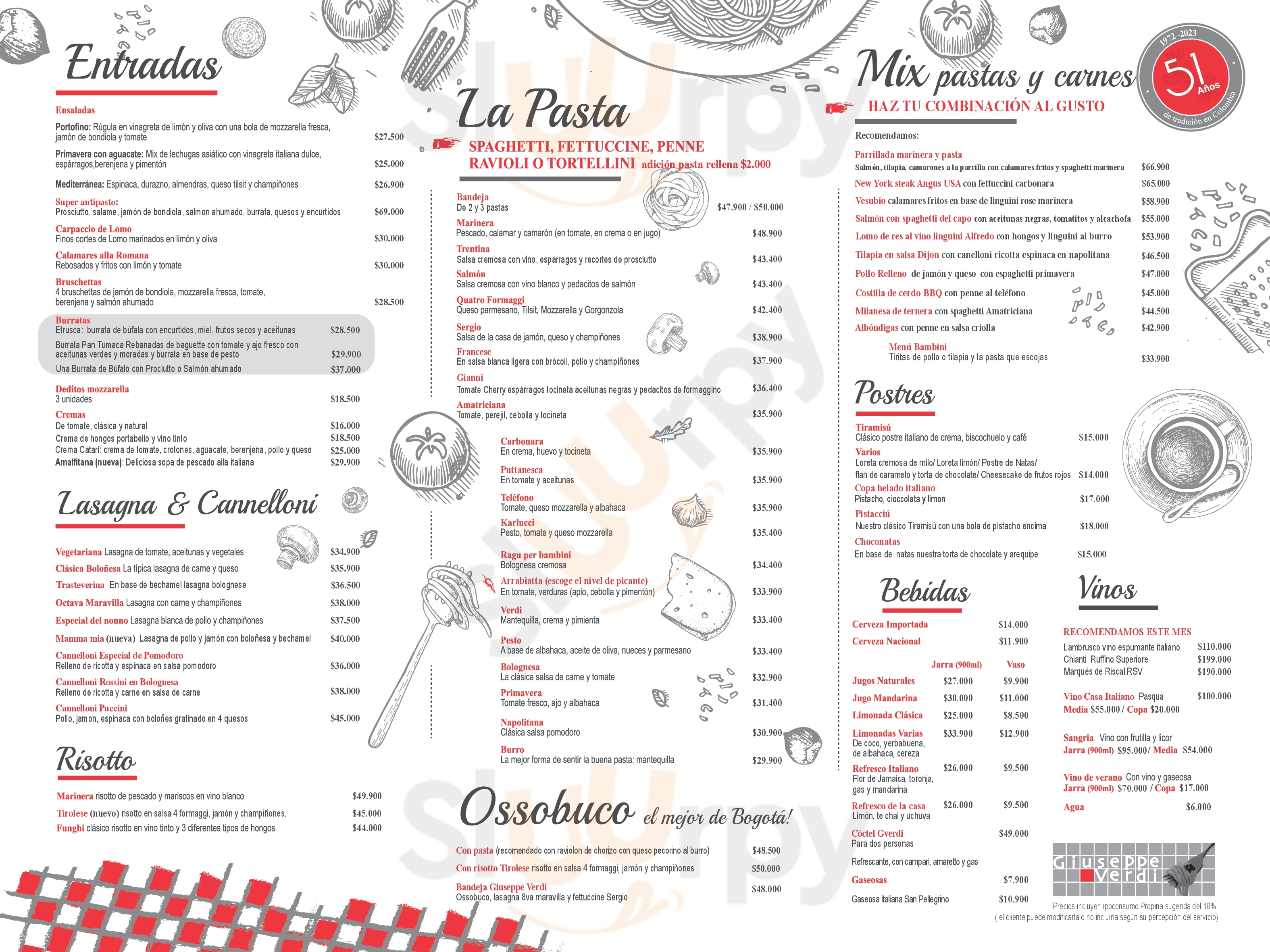 Restaurante Tipico Italiano Giuseppe Verdi Bogotá Menu - 1