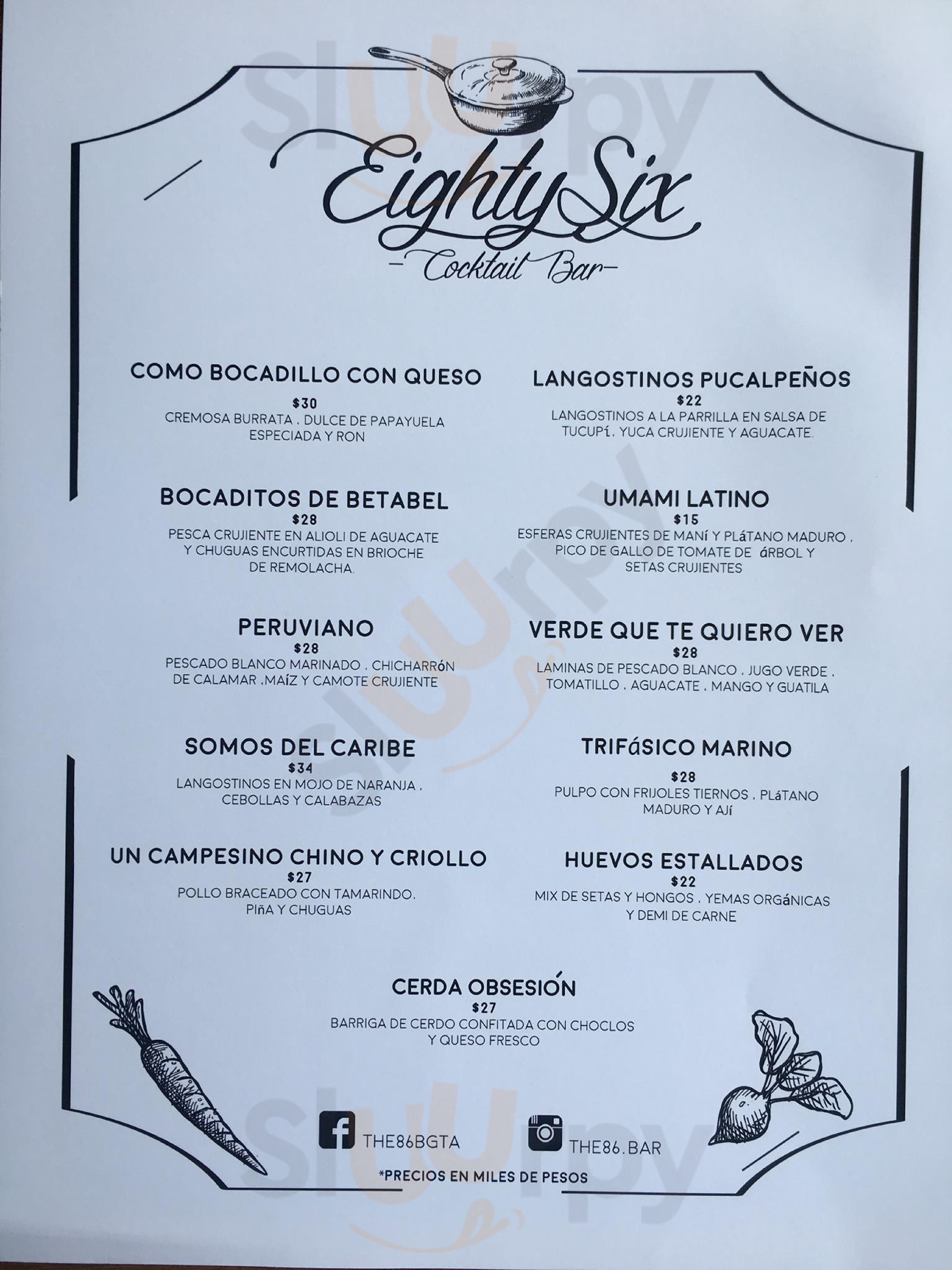 Eightysix Cocktail Bar Bogotá Menu - 1