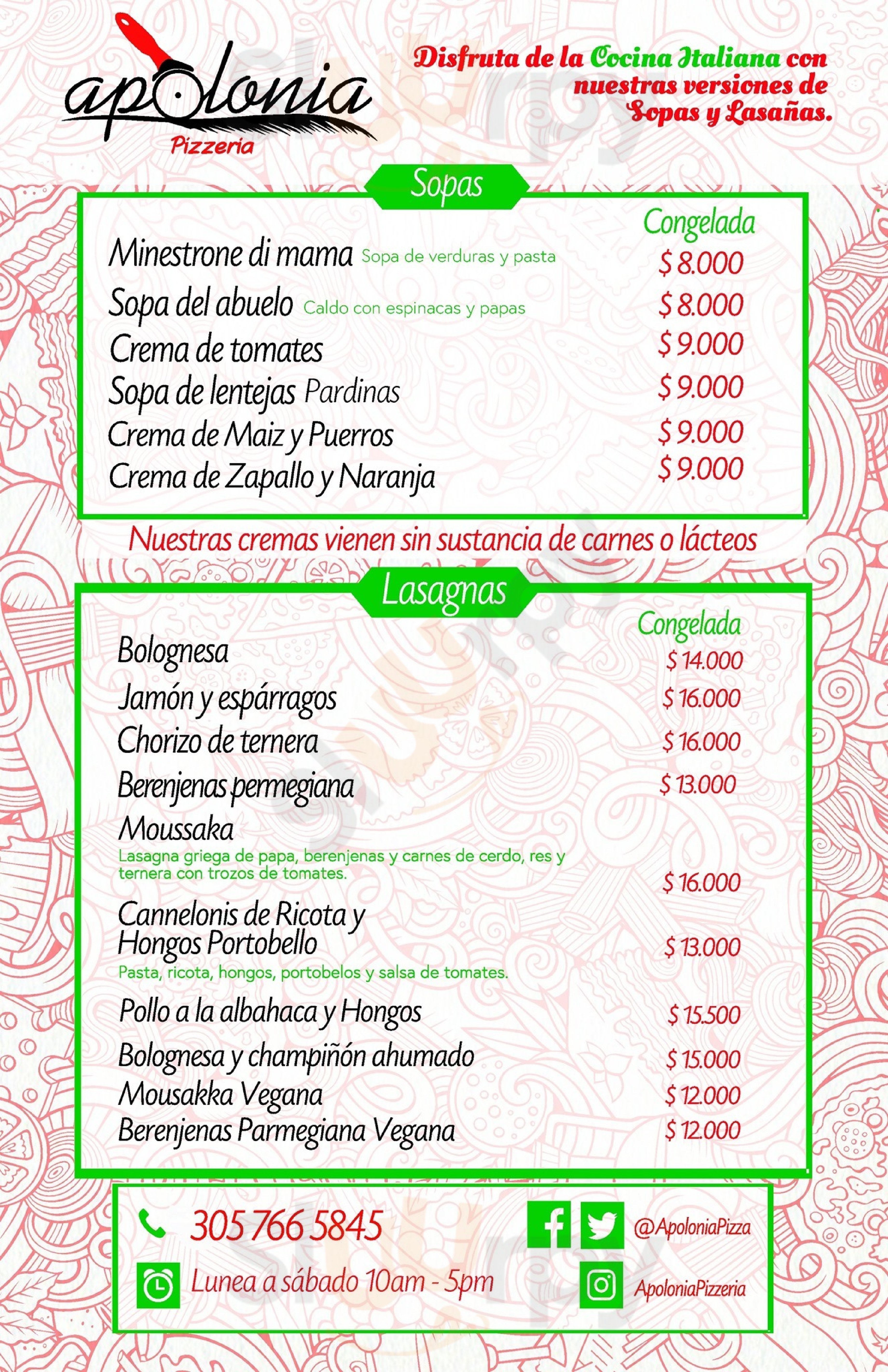 Apolonia Pizzeria Bogotá Menu - 1