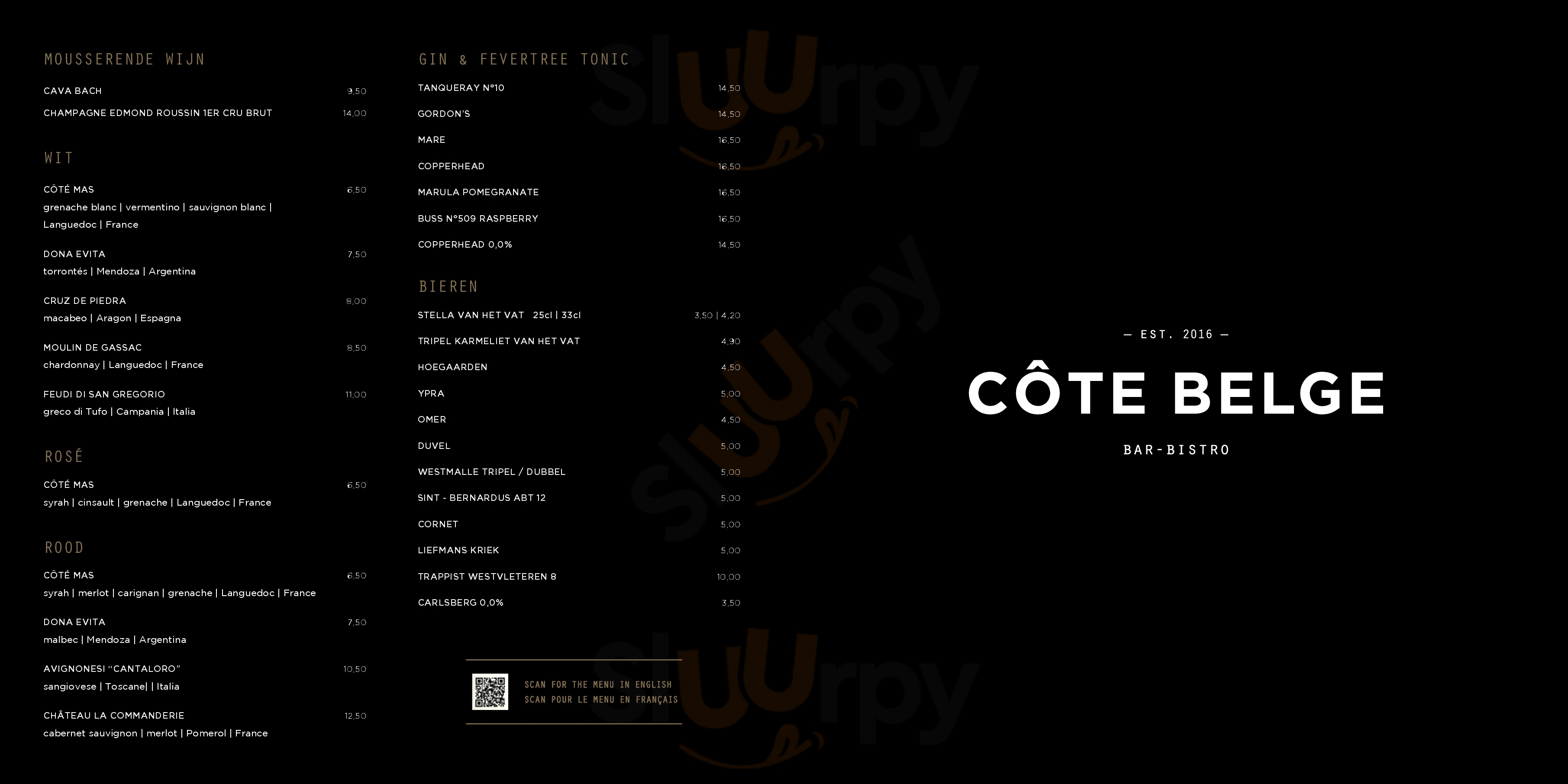 Cote Belge Bar-bistro Knokke-Heist Menu - 1