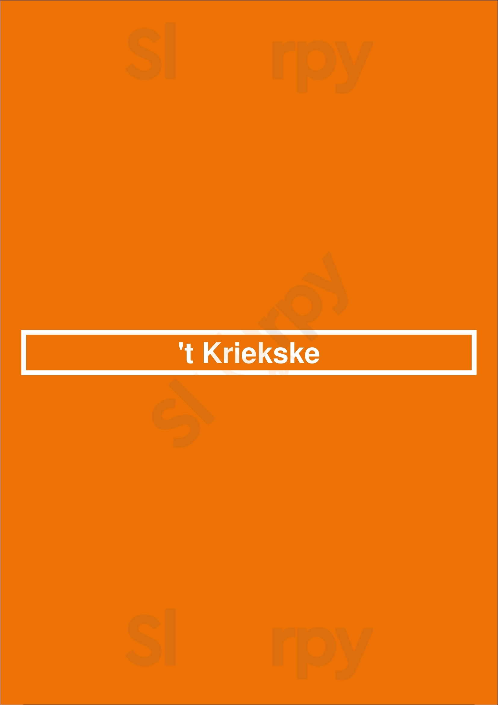 't Kriekske Halle Menu - 1