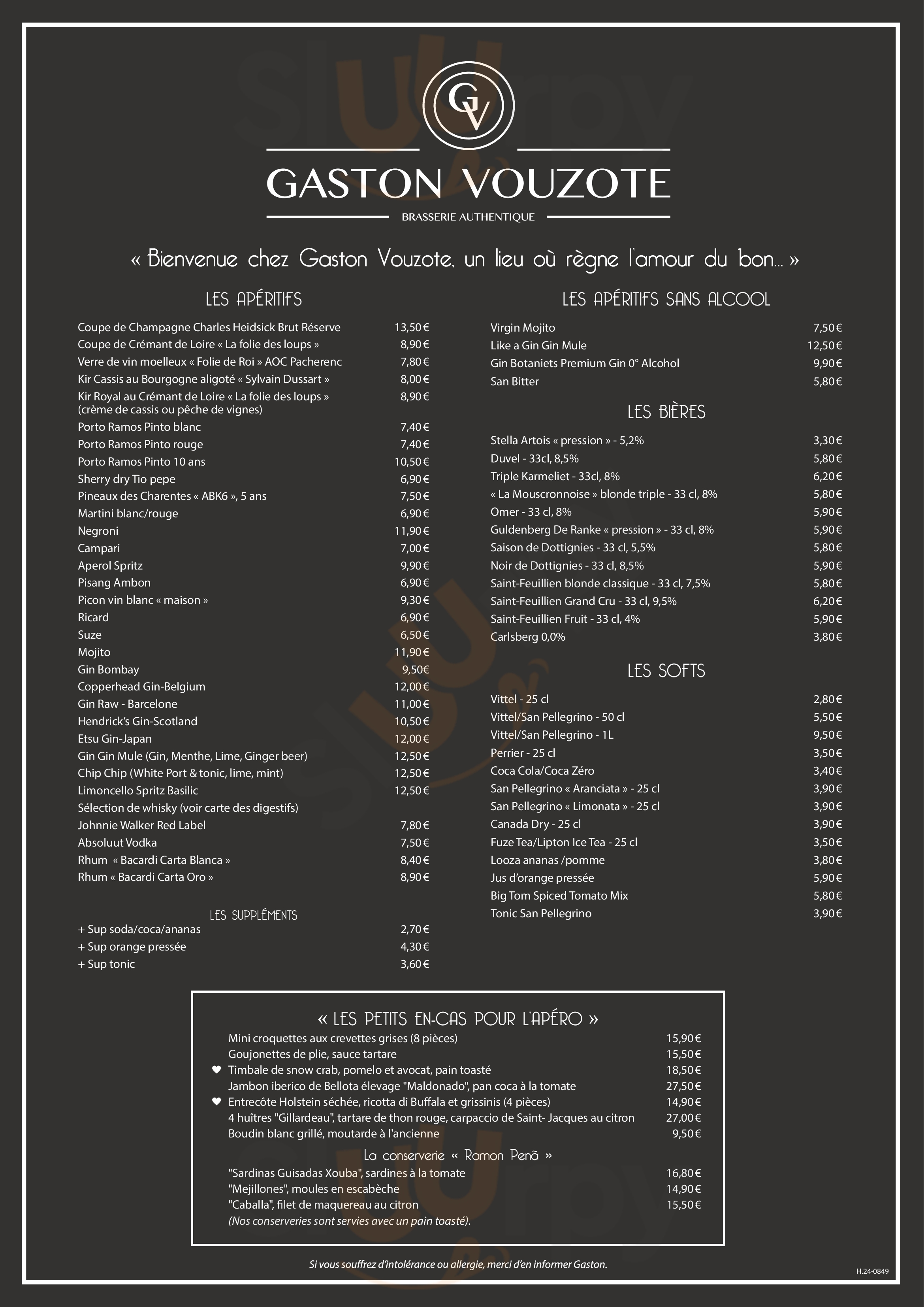 Gaston Vouzote Dottignies Menu - 1