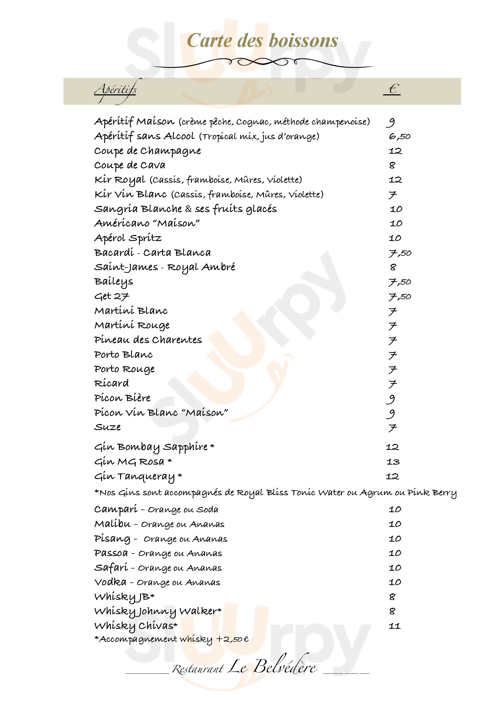 Le Belvédère Mouscron Menu - 1