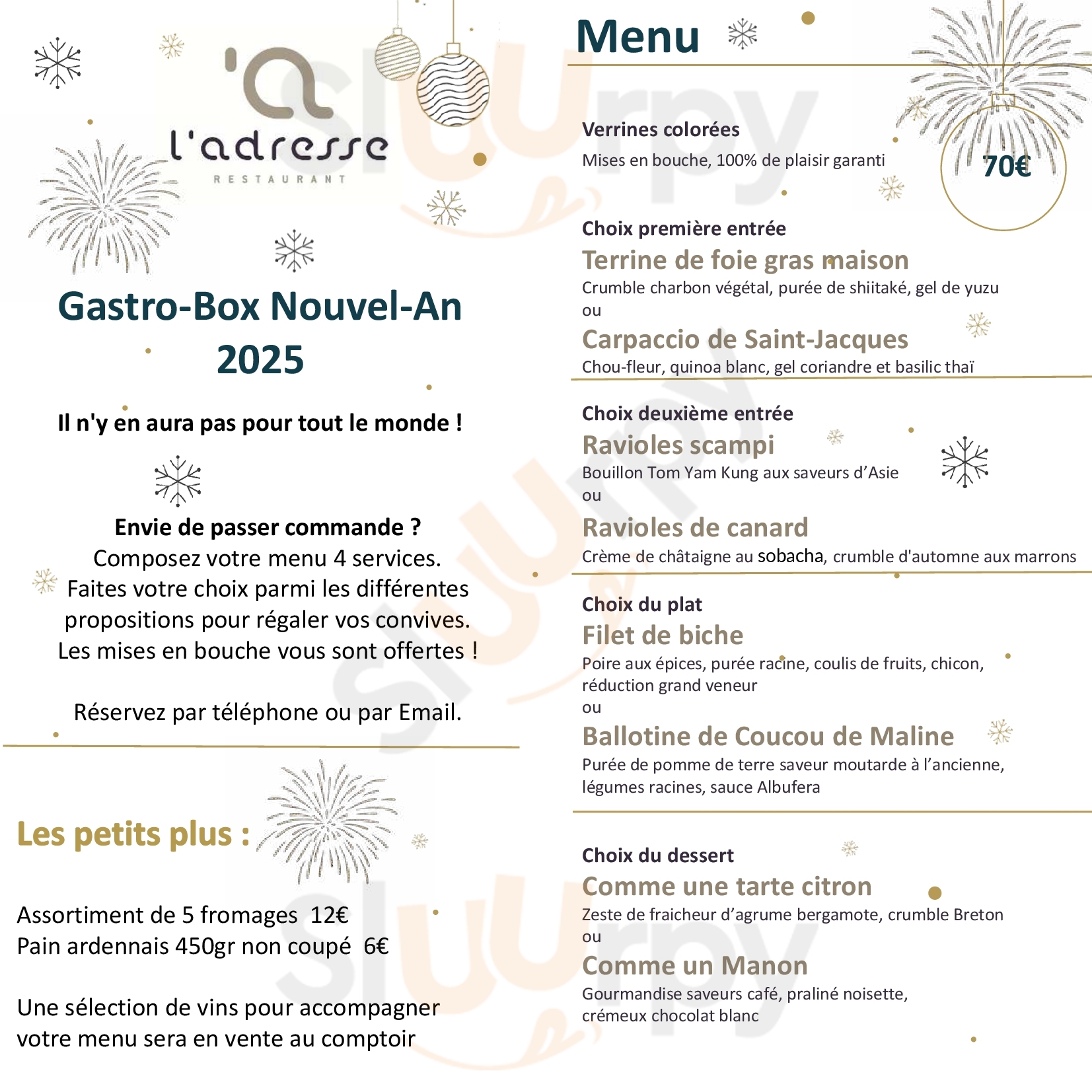 L'adresse Bastogne Menu - 1