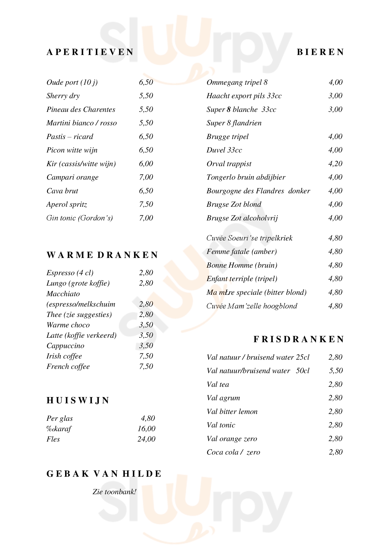 De Bottelier Bruges Menu - 1