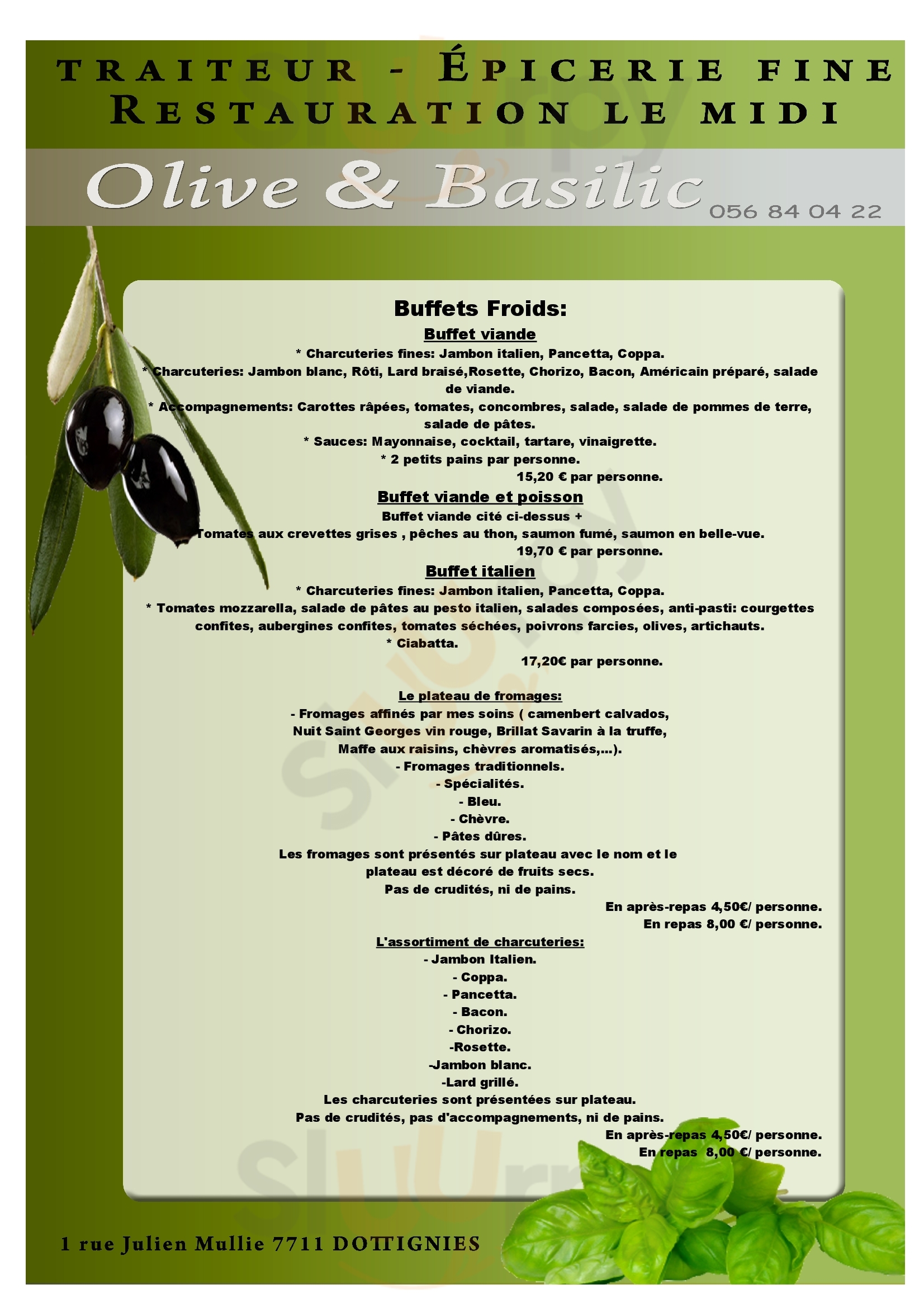 Olive Et Basilic Dottignies Menu - 1
