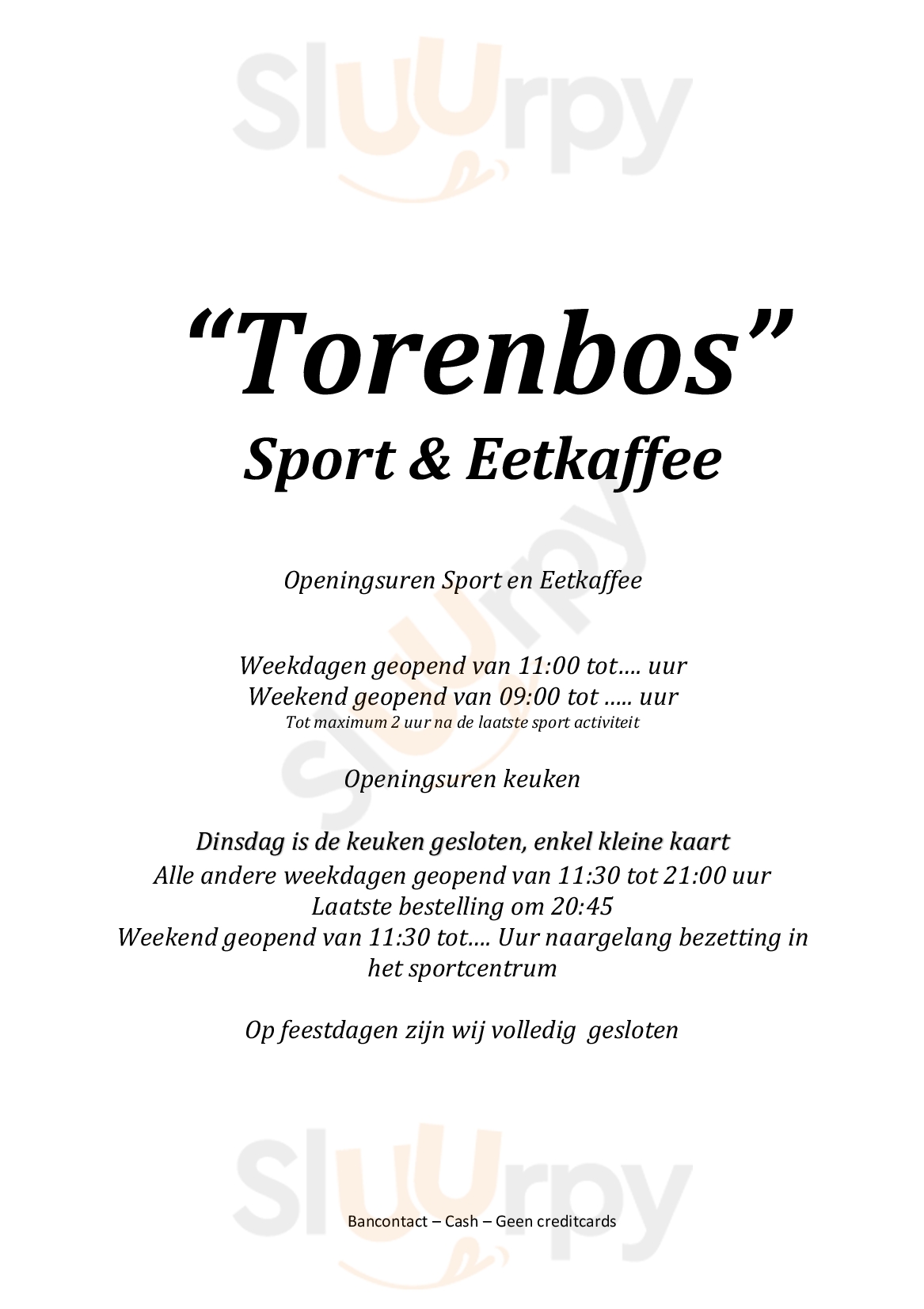 Sport En Eetkaffee Torenbos Brasschaat Menu - 1