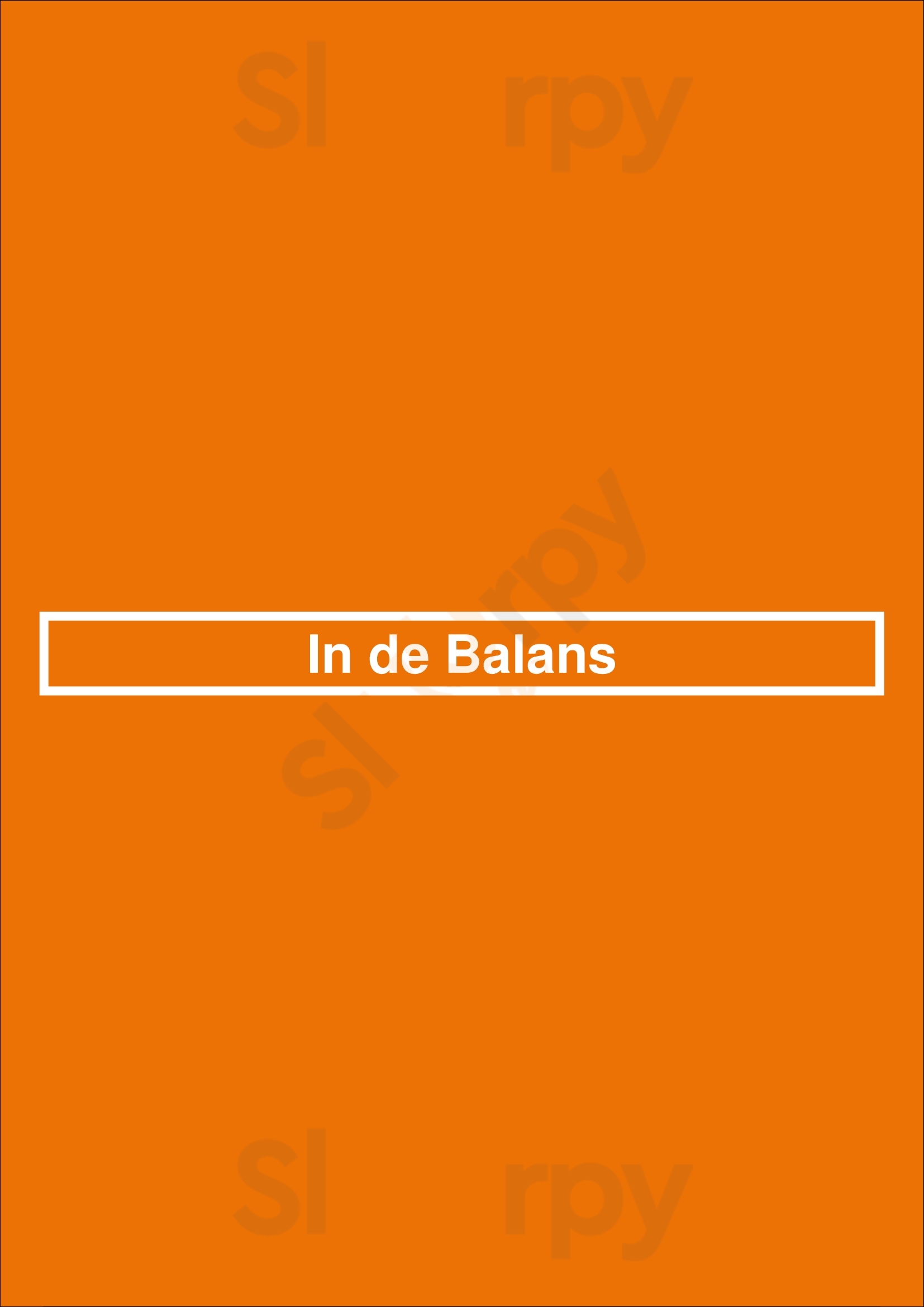 In De Balans Anvers Menu - 1