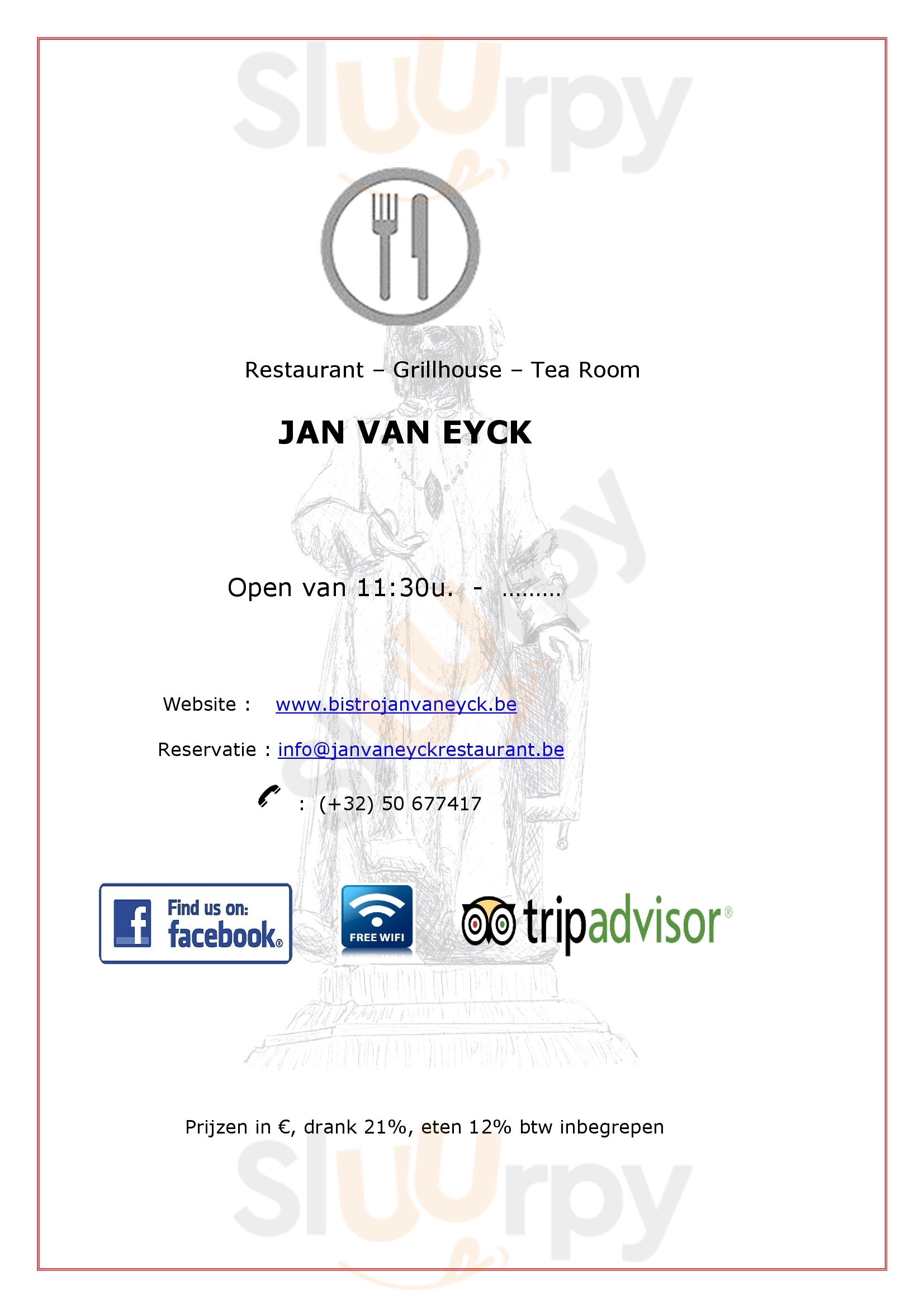 Restaurant Jan Van Eyck Bruges Menu - 1