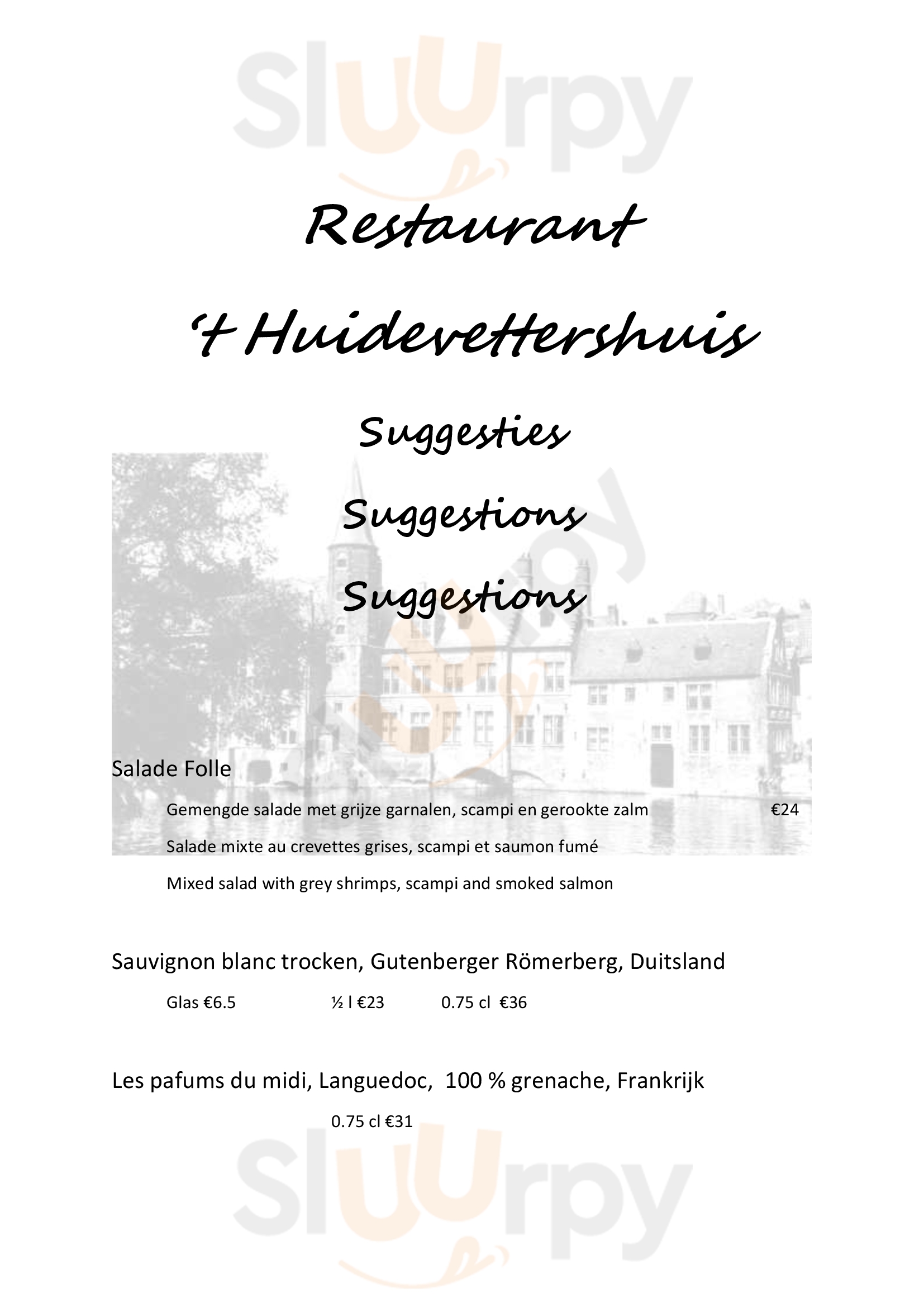 't Huidevettershuis Bruges Menu - 1