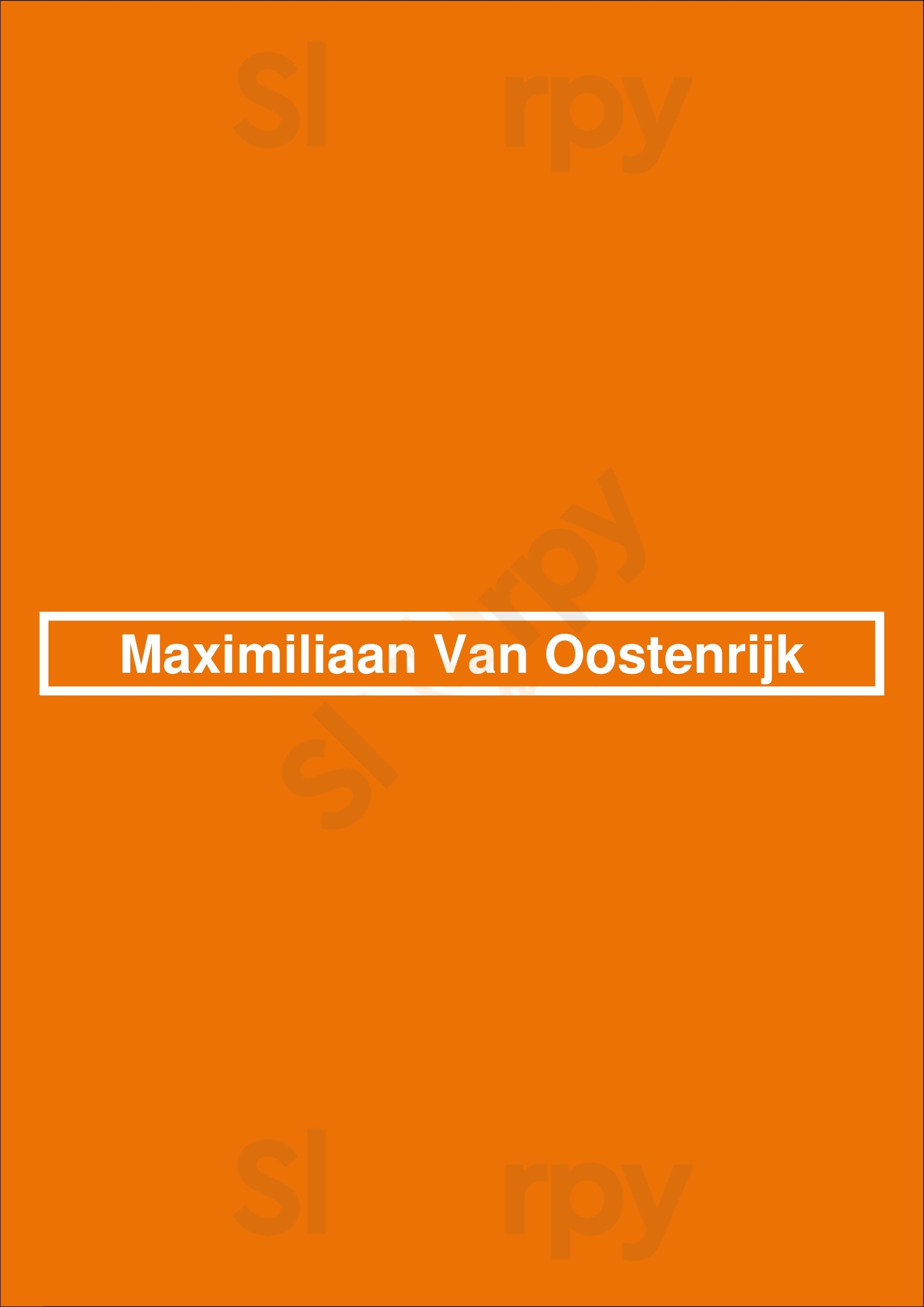 Maximiliaan Van Oostenrijk Bruges Menu - 1