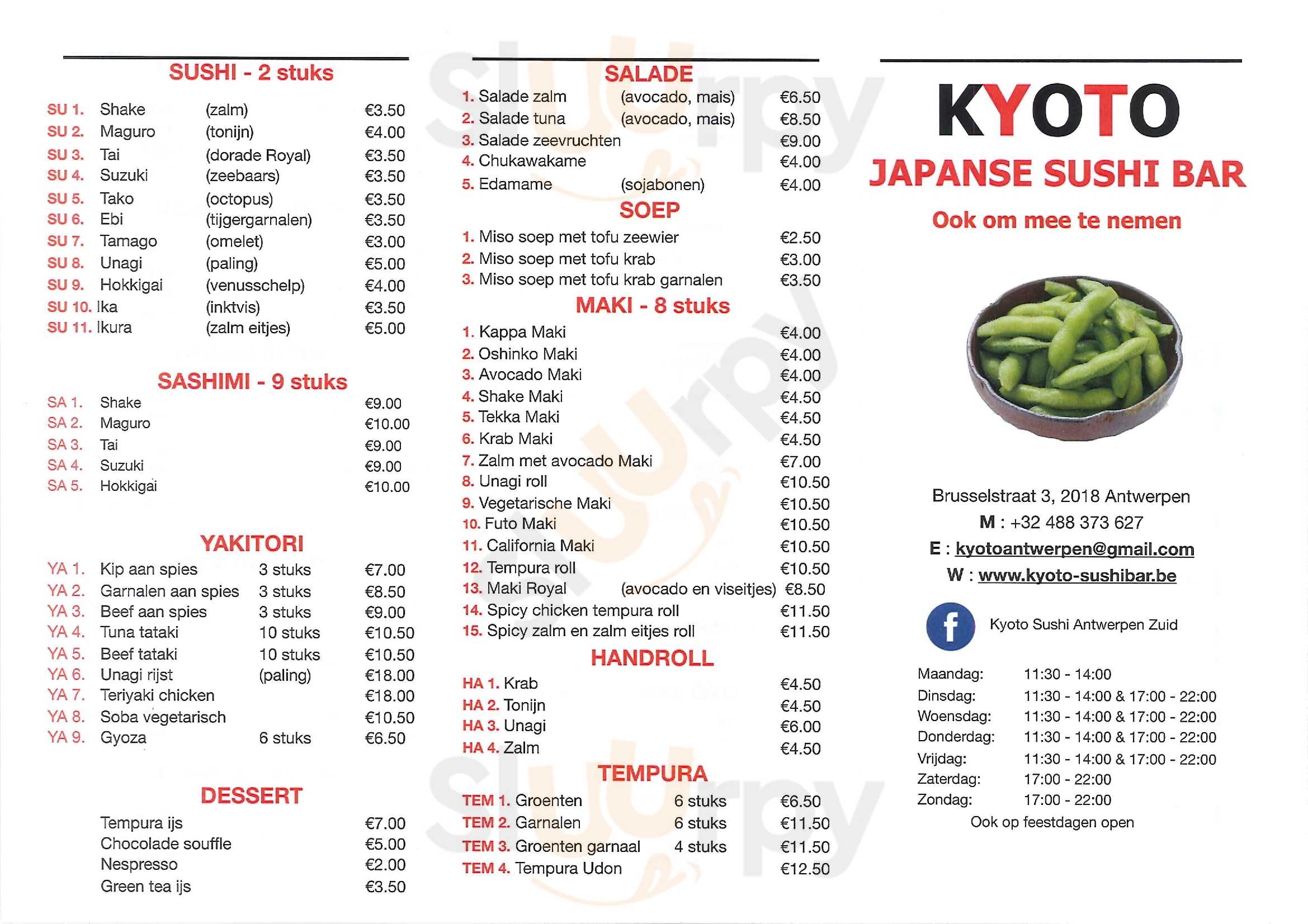 Kyoto Sushi Bar Anvers Menu - 1