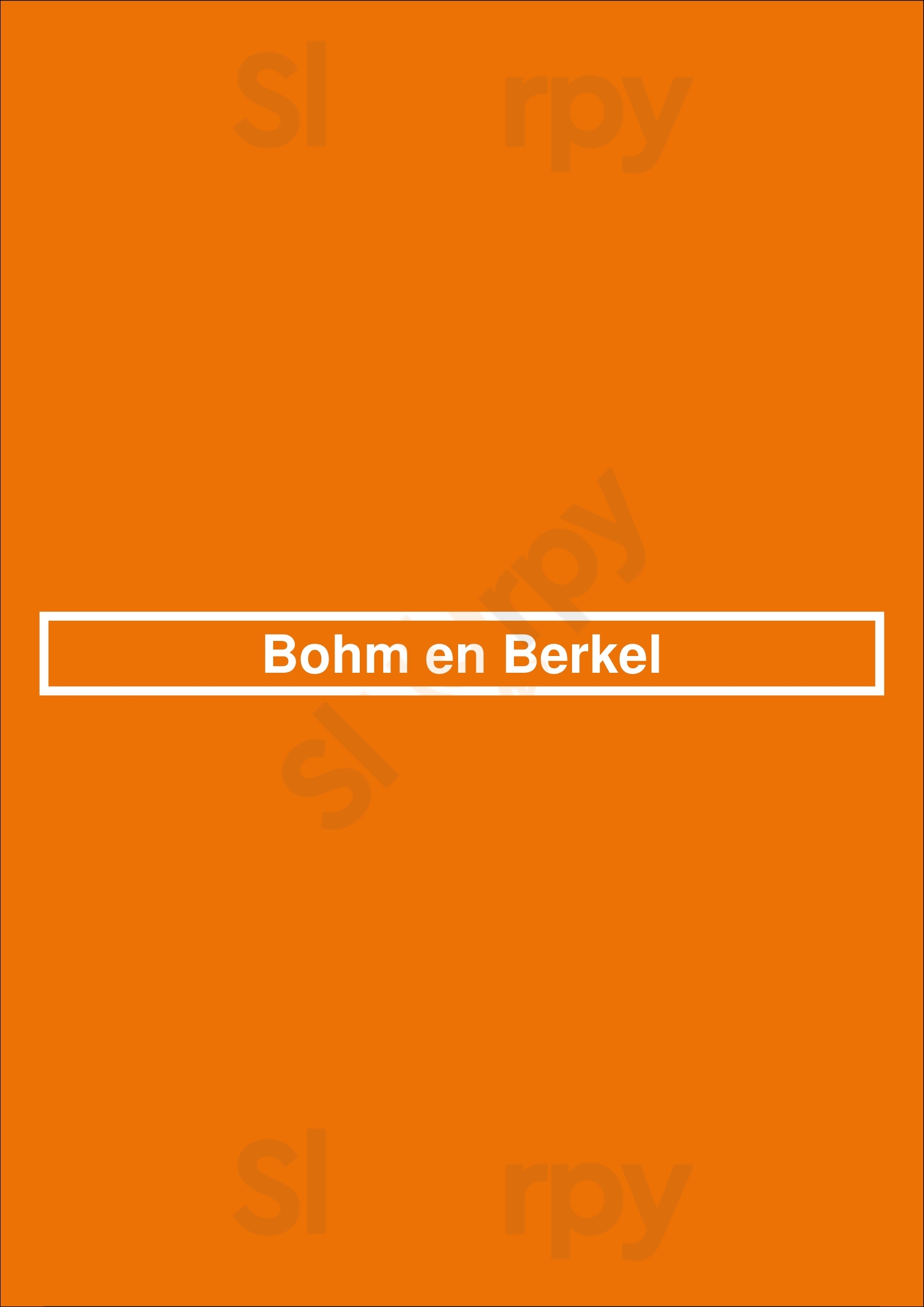 Bohm En Berkel Anvers Menu - 1