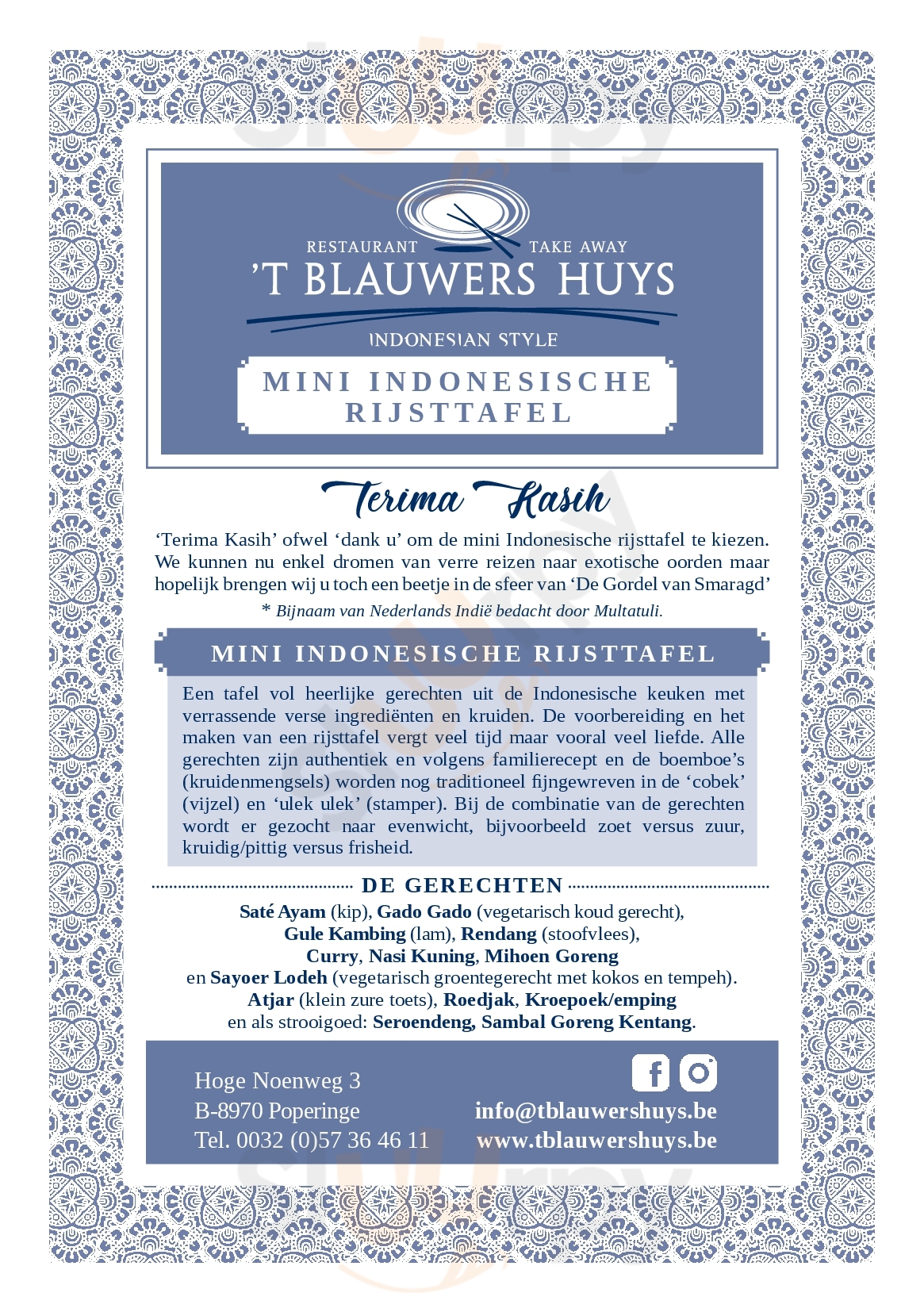 't Blauwershuys Poperinge Menu - 1