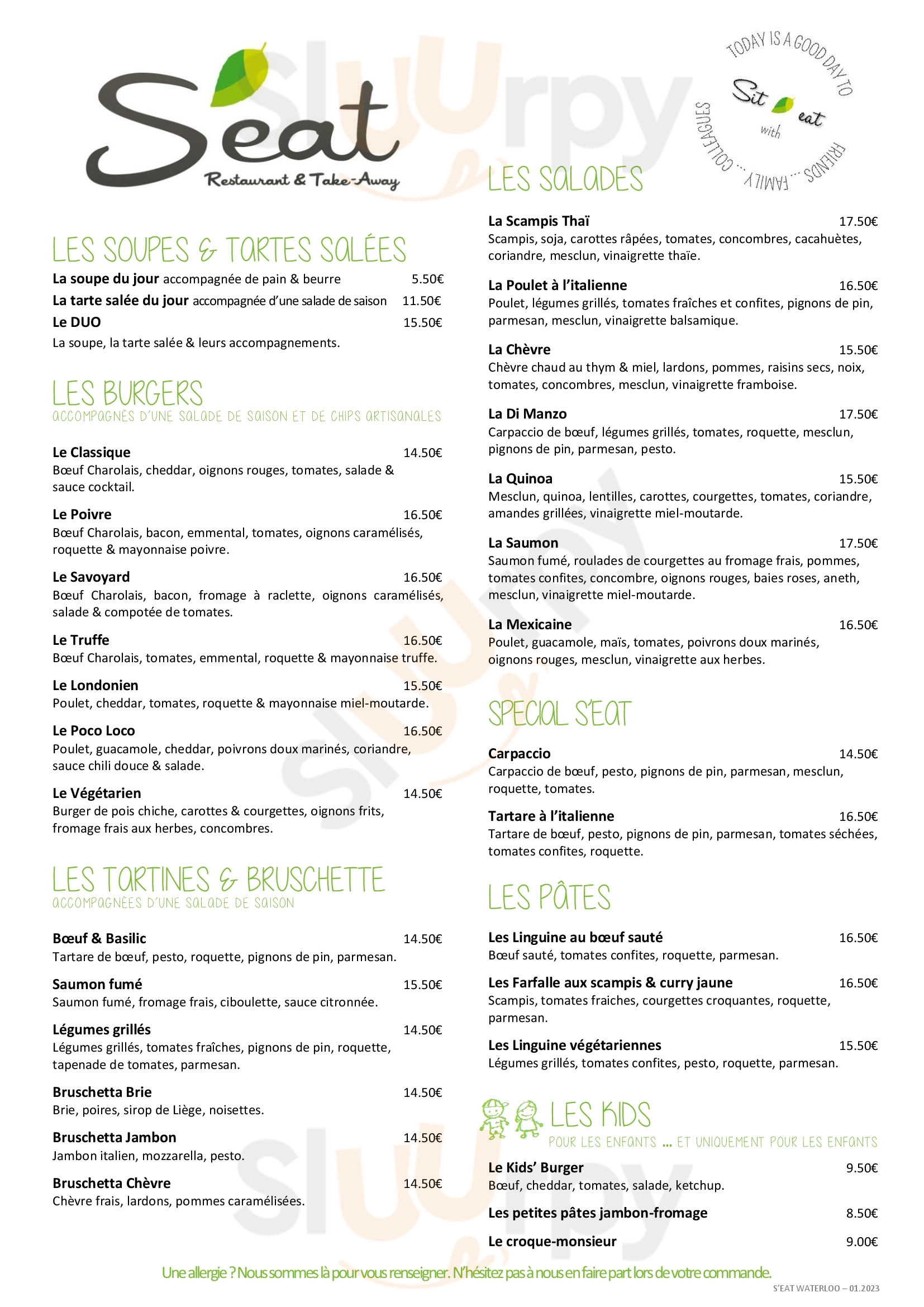 Seat La Hulpe Menu - 1