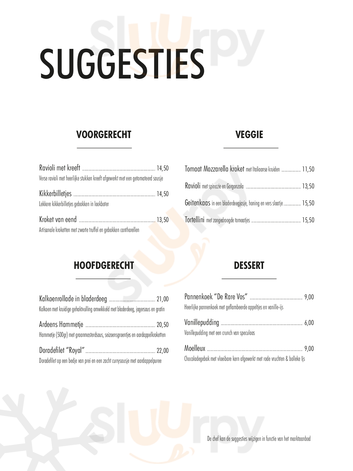 De Rare Vos Schepdaal Menu - 1