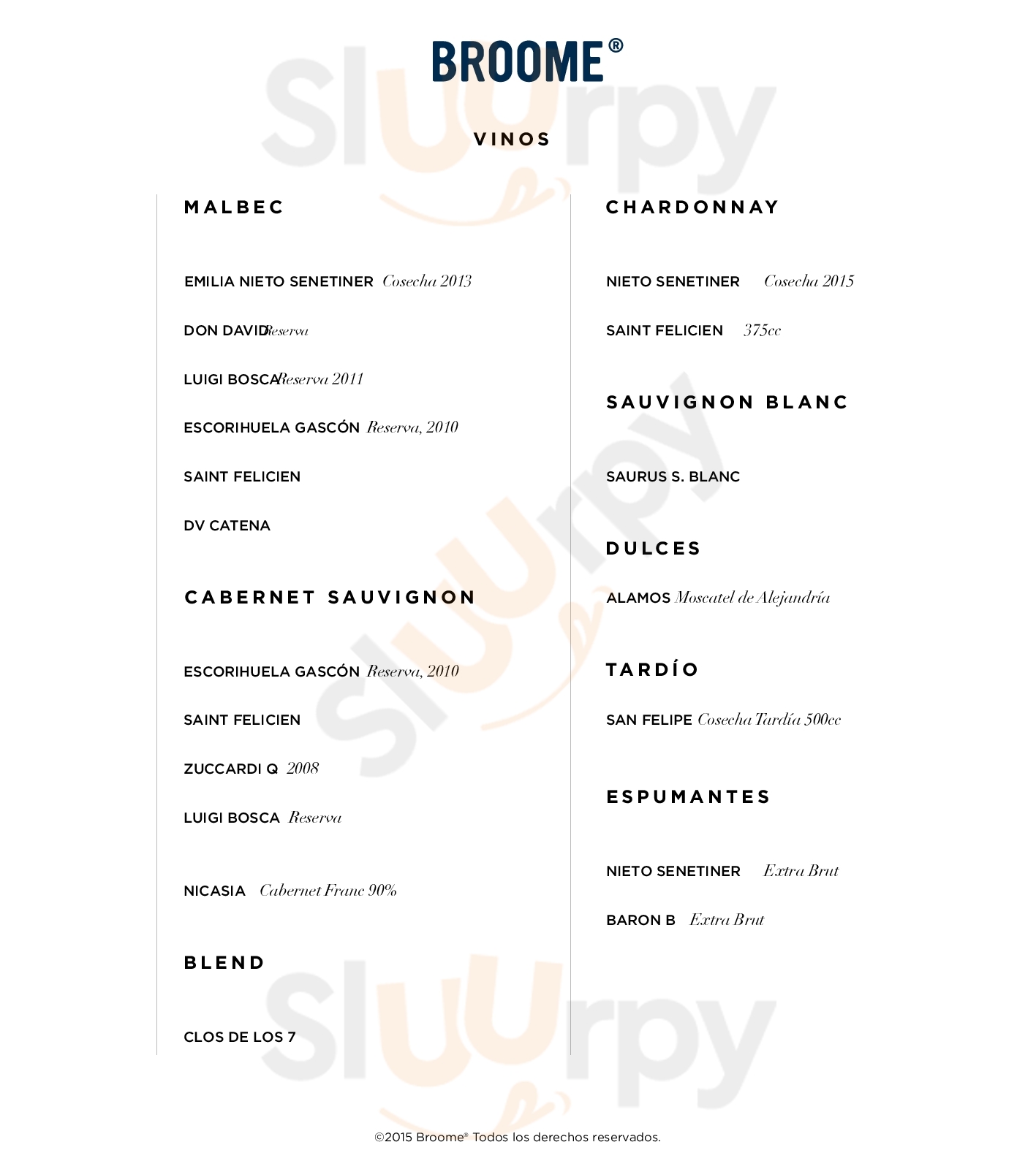 Broome menù, Banfield Main Menu Sluurpy